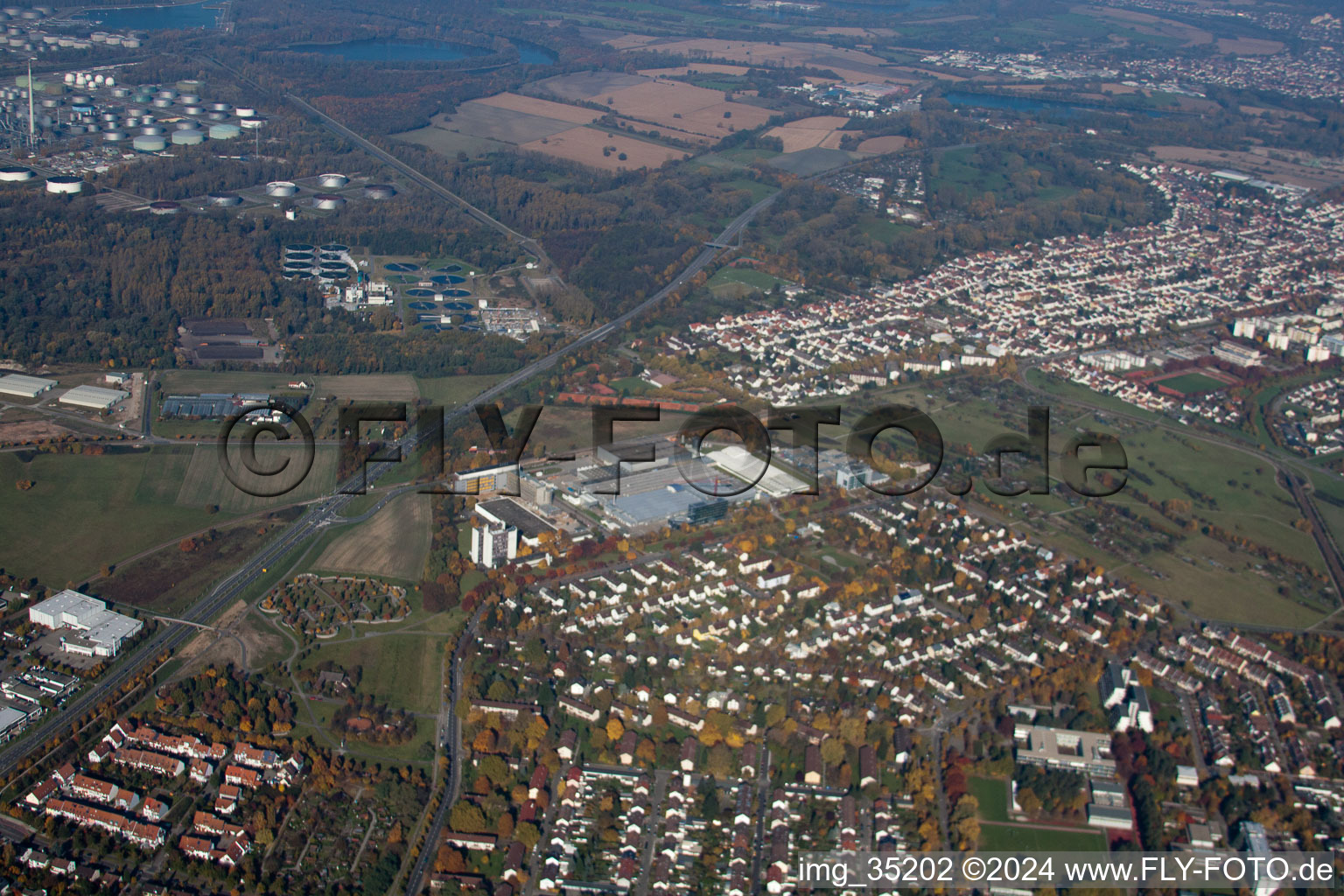 Image drone de Quartier Knielingen in Karlsruhe dans le département Bade-Wurtemberg, Allemagne