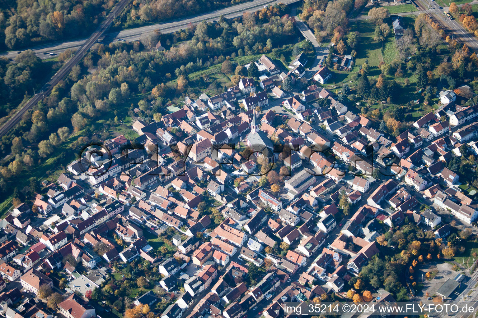 Quartier Knielingen in Karlsruhe dans le département Bade-Wurtemberg, Allemagne vue du ciel