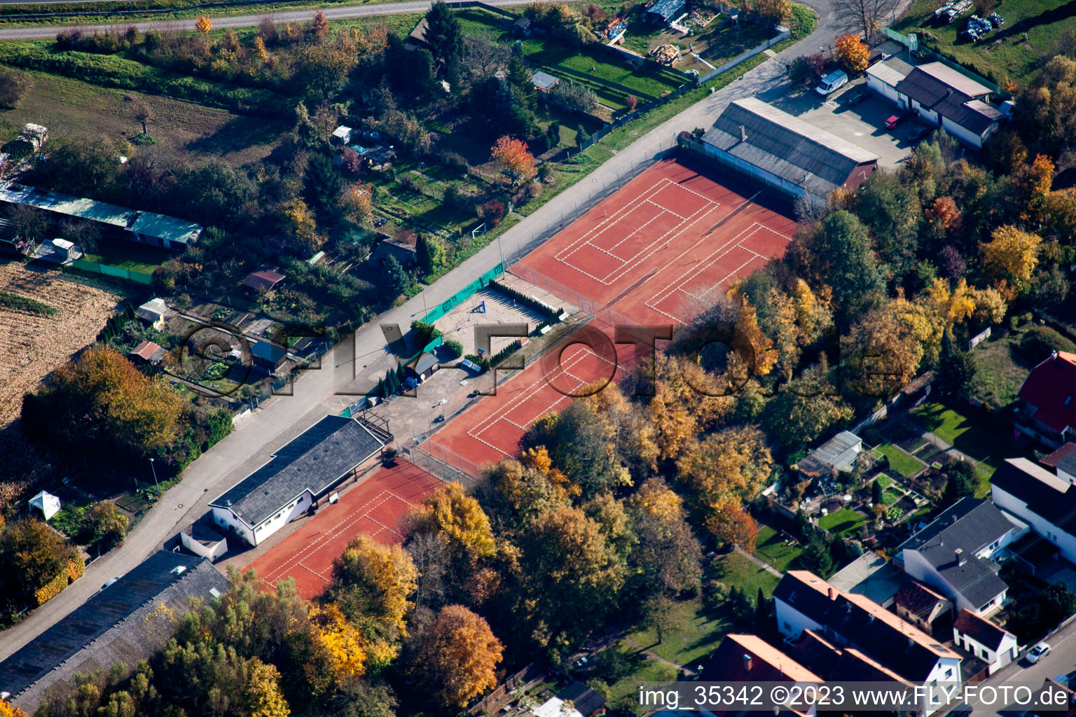 Vue aérienne de Tennis à Hagenbach dans le département Rhénanie-Palatinat, Allemagne