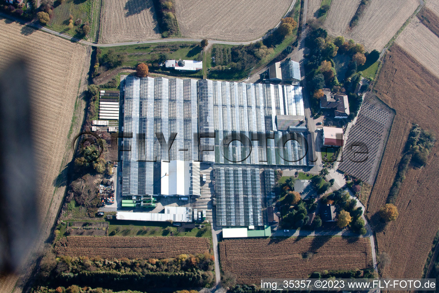 Géranium Endisch GmbH à Hagenbach dans le département Rhénanie-Palatinat, Allemagne vue du ciel