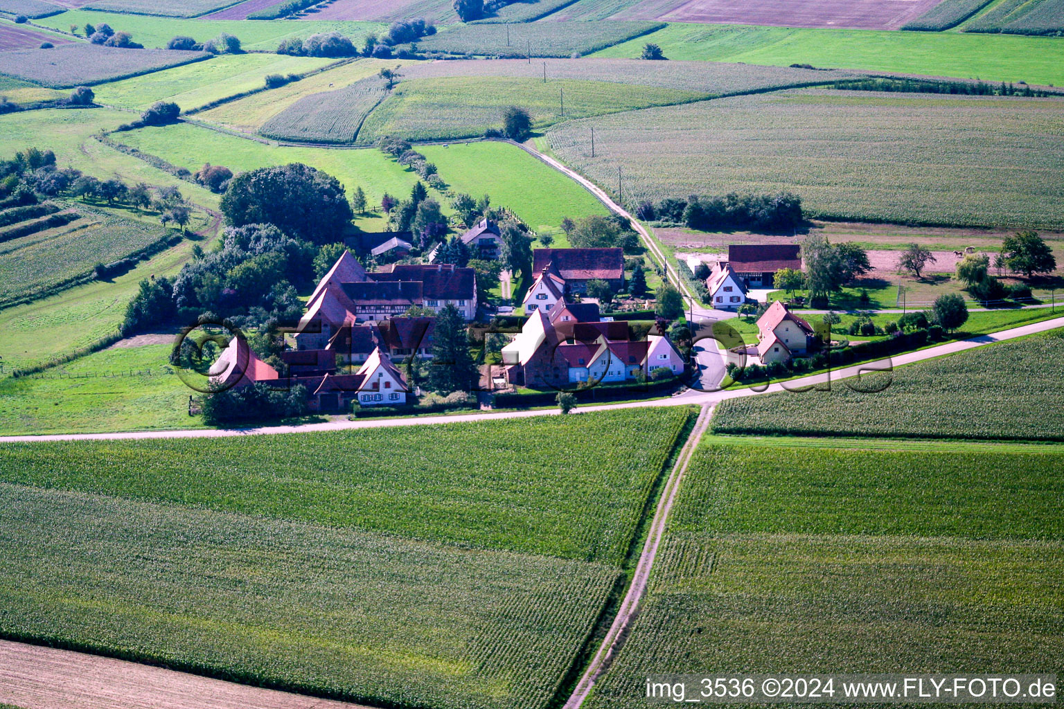 Vue aérienne de SeebachFrohnackerhof à Seebach dans le département Bas Rhin, France