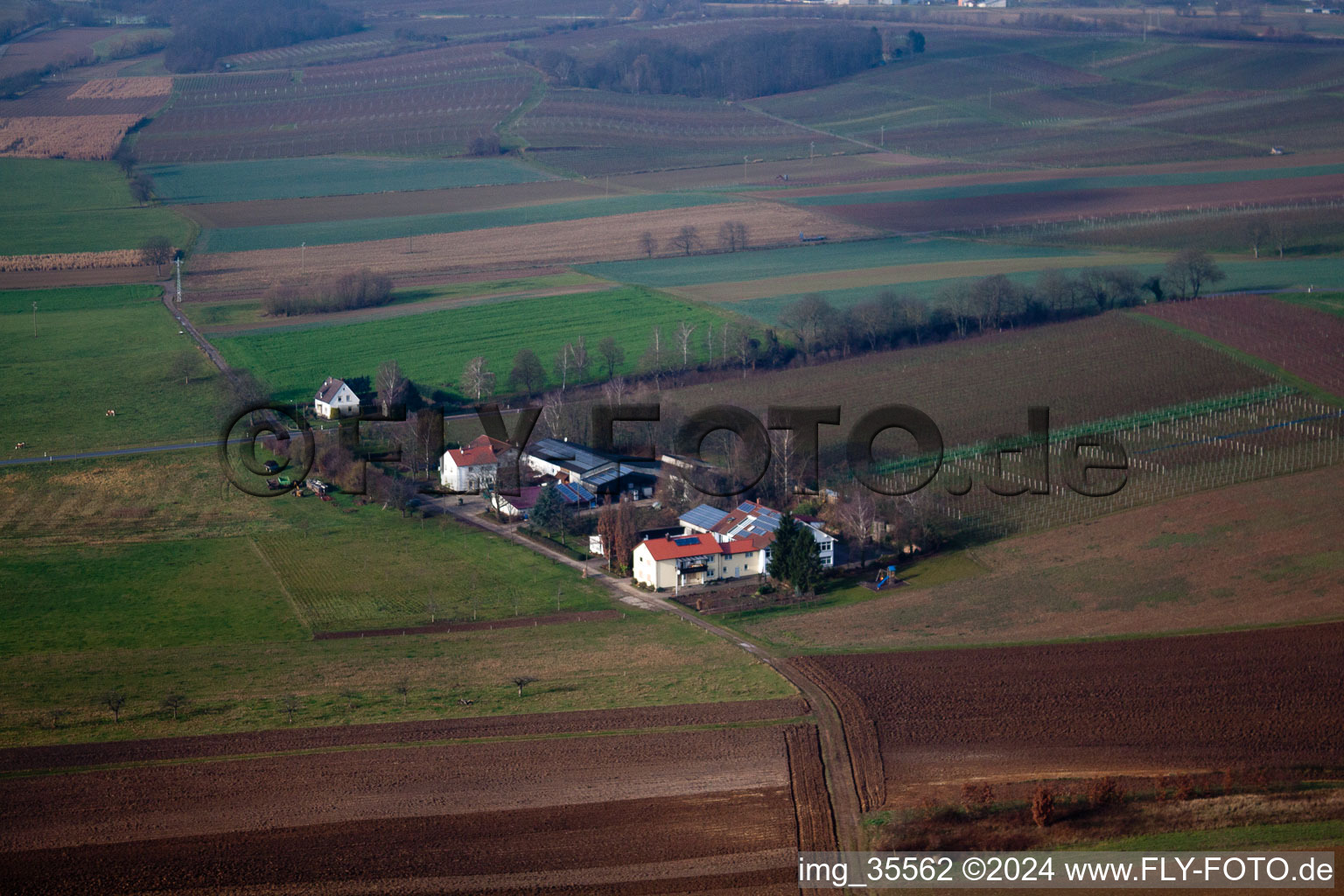 Vue aérienne de Eichenhof à le quartier Deutschhof in Kapellen-Drusweiler dans le département Rhénanie-Palatinat, Allemagne