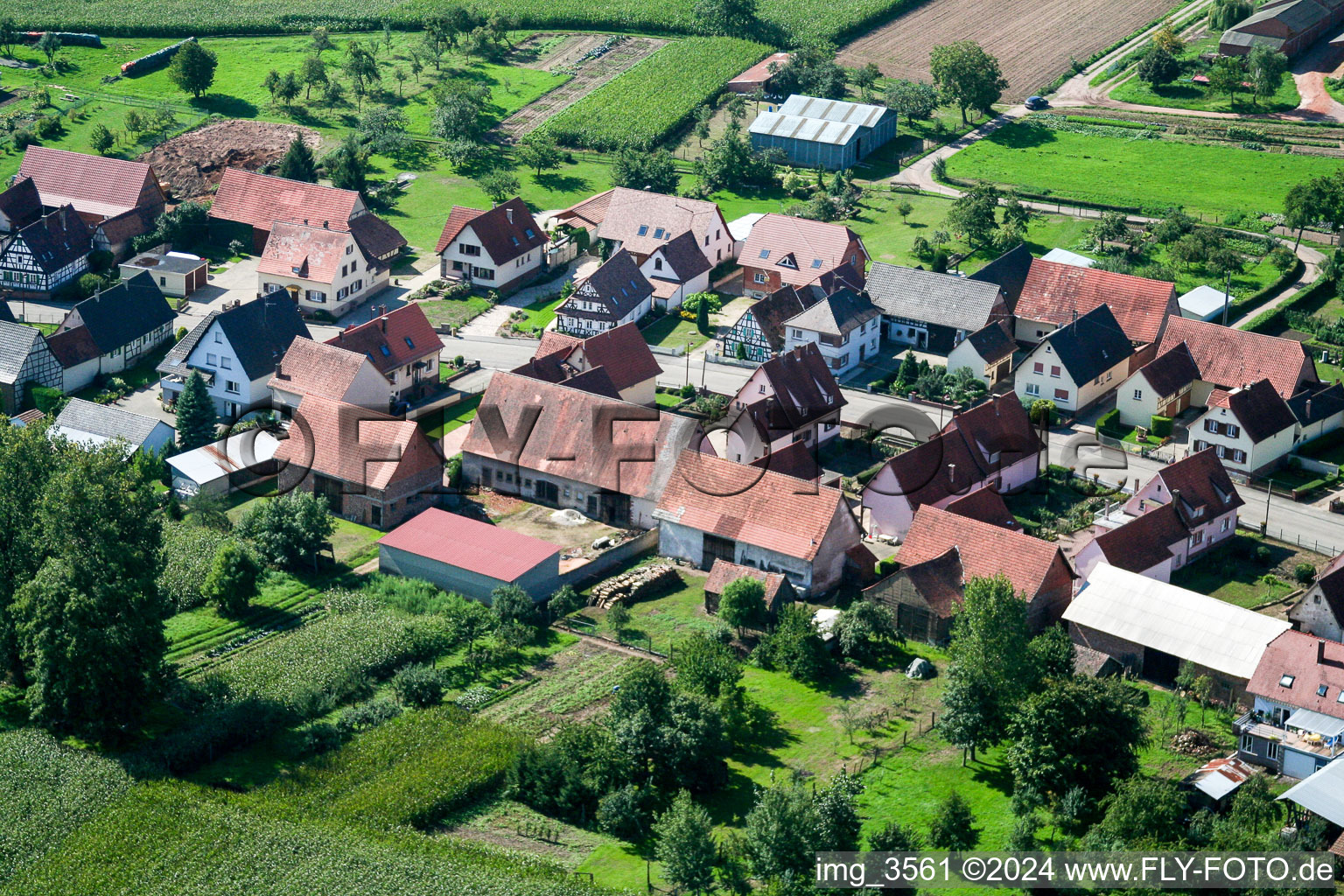 Vue oblique de Schleithal dans le département Bas Rhin, France