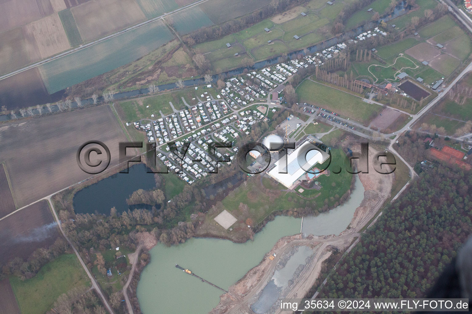 Vue aérienne de Camping à Rülzheim dans le département Rhénanie-Palatinat, Allemagne