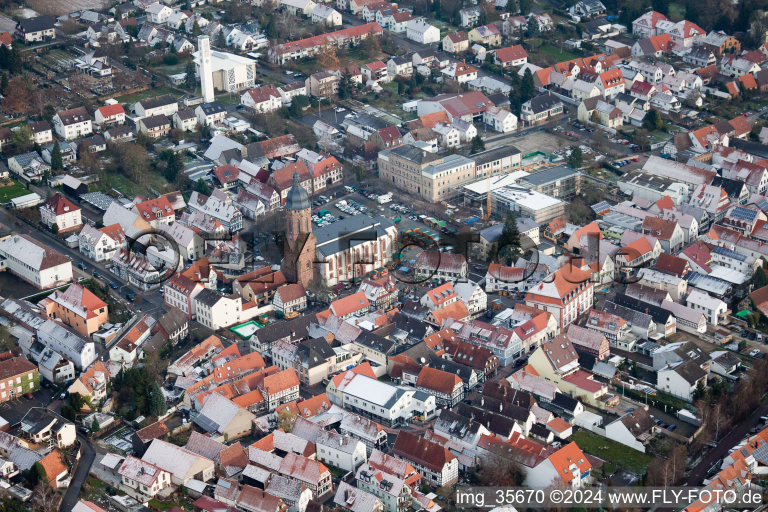 Vue aérienne de Marché à Kandel dans le département Rhénanie-Palatinat, Allemagne