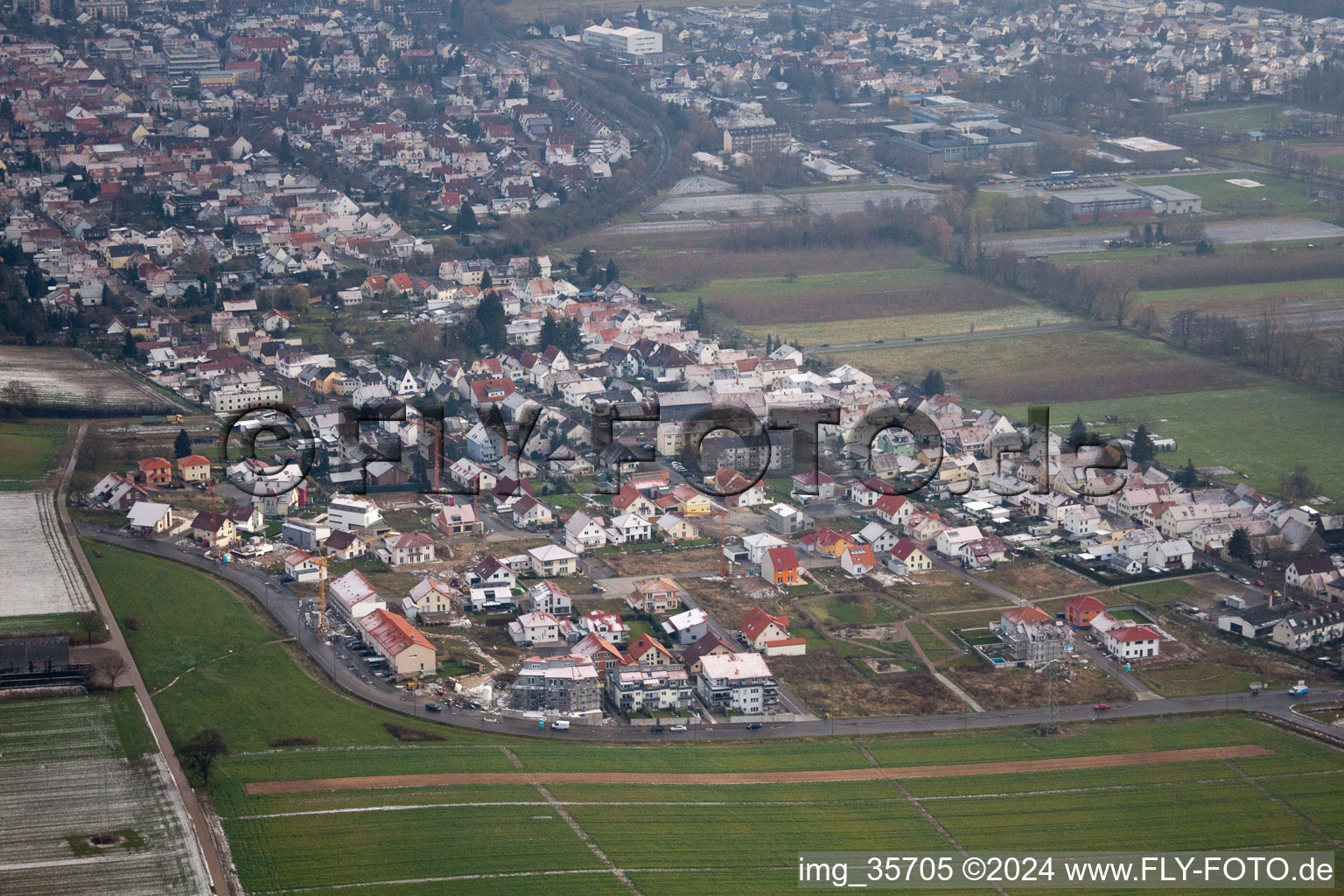 Vue aérienne de Nouvelle zone de développement Höhenweg à Kandel dans le département Rhénanie-Palatinat, Allemagne