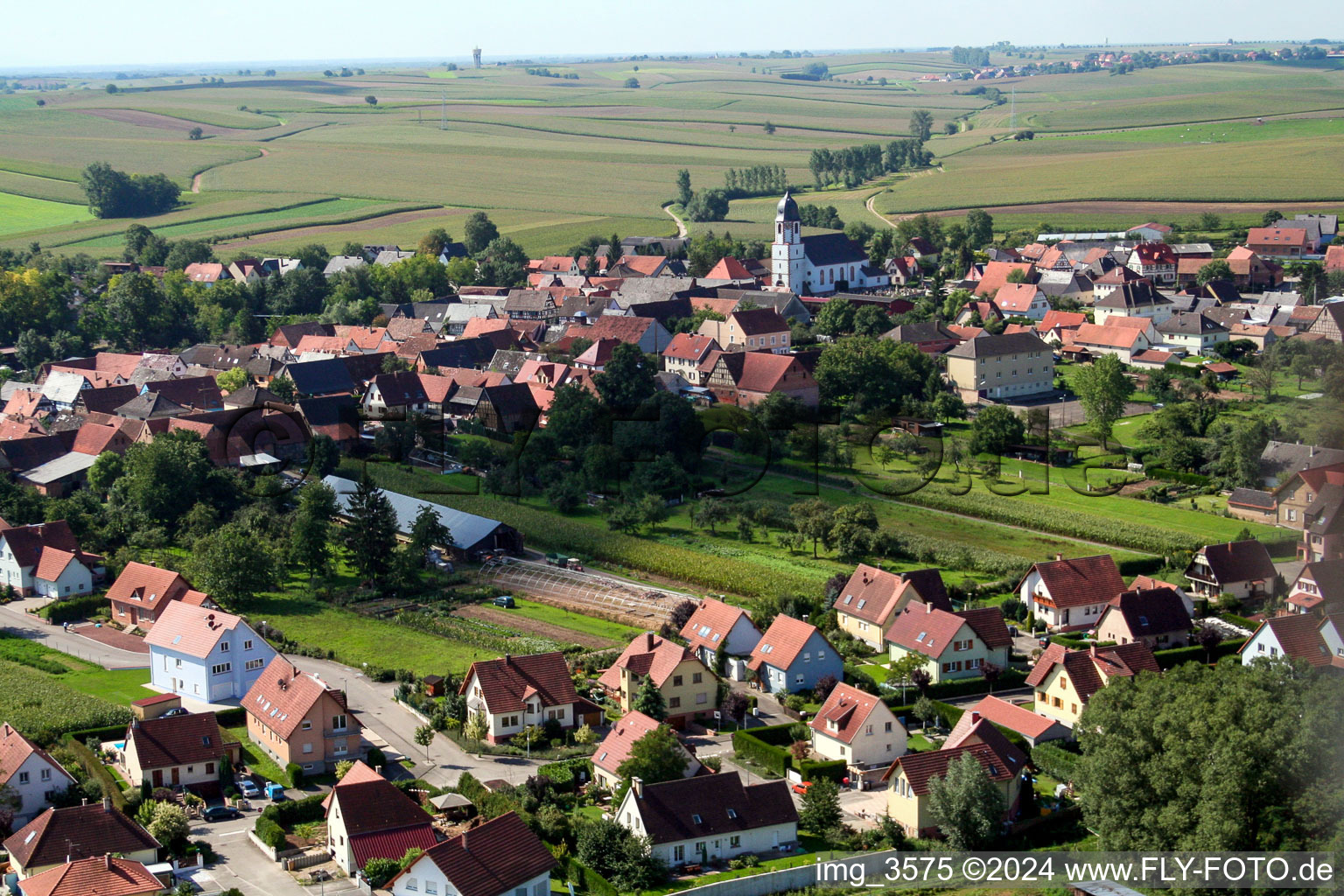 Niederlauterbach dans le département Bas Rhin, France depuis l'avion