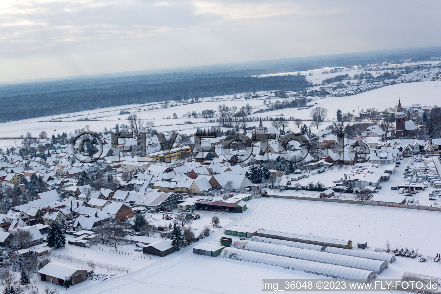 Minfeld dans le département Rhénanie-Palatinat, Allemagne vue du ciel