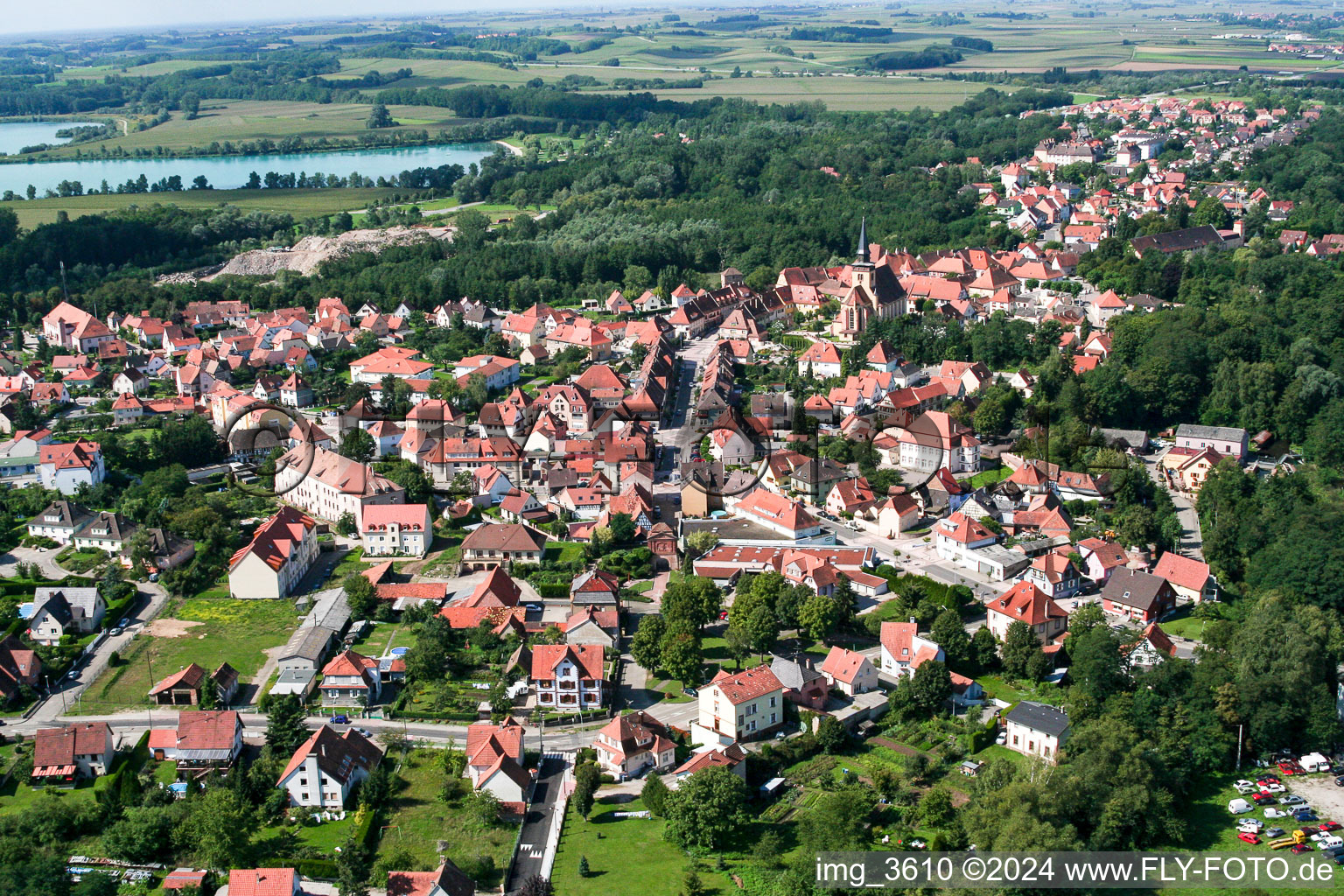 Vue oblique de Lauterbourg dans le département Bas Rhin, France