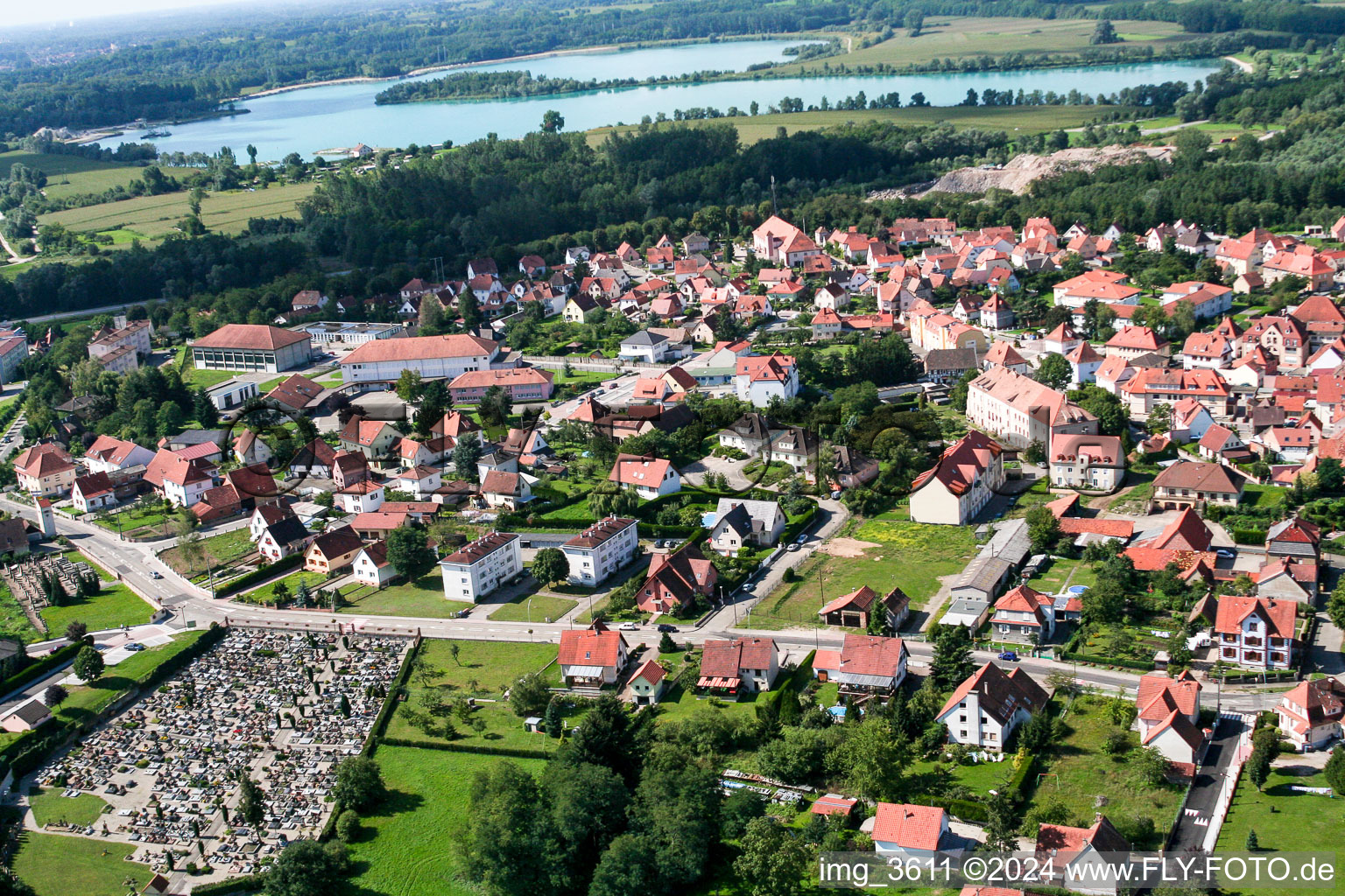 Lauterbourg dans le département Bas Rhin, France d'en haut