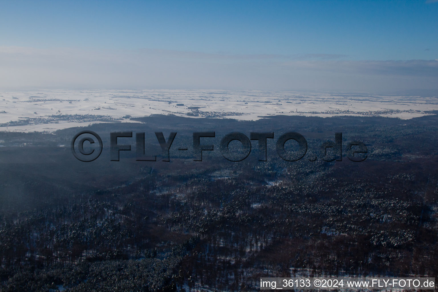 Niederlauterbach dans le département Bas Rhin, France depuis l'avion