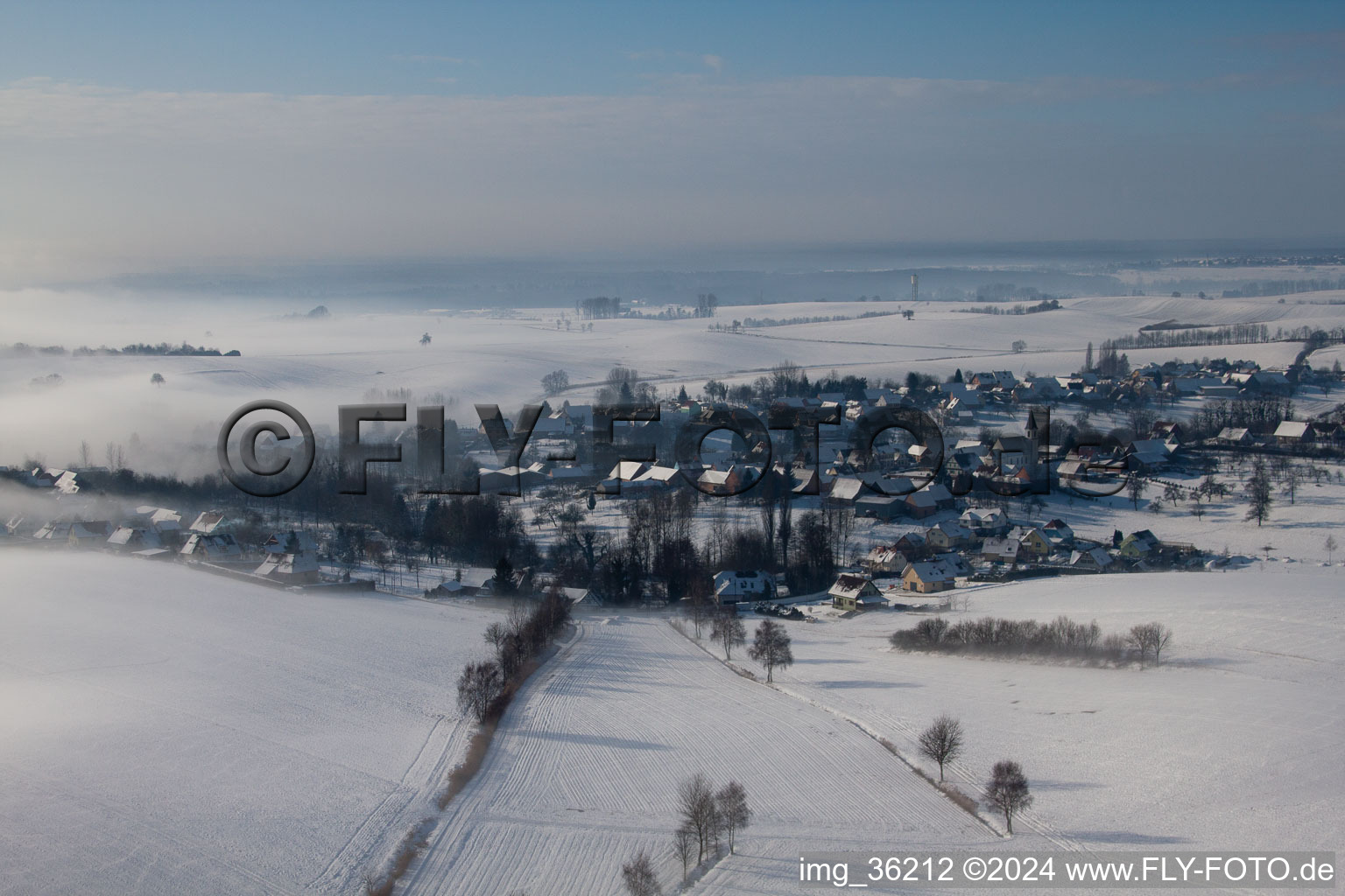 Vue oblique de Eberbach-Seltz dans le département Bas Rhin, France