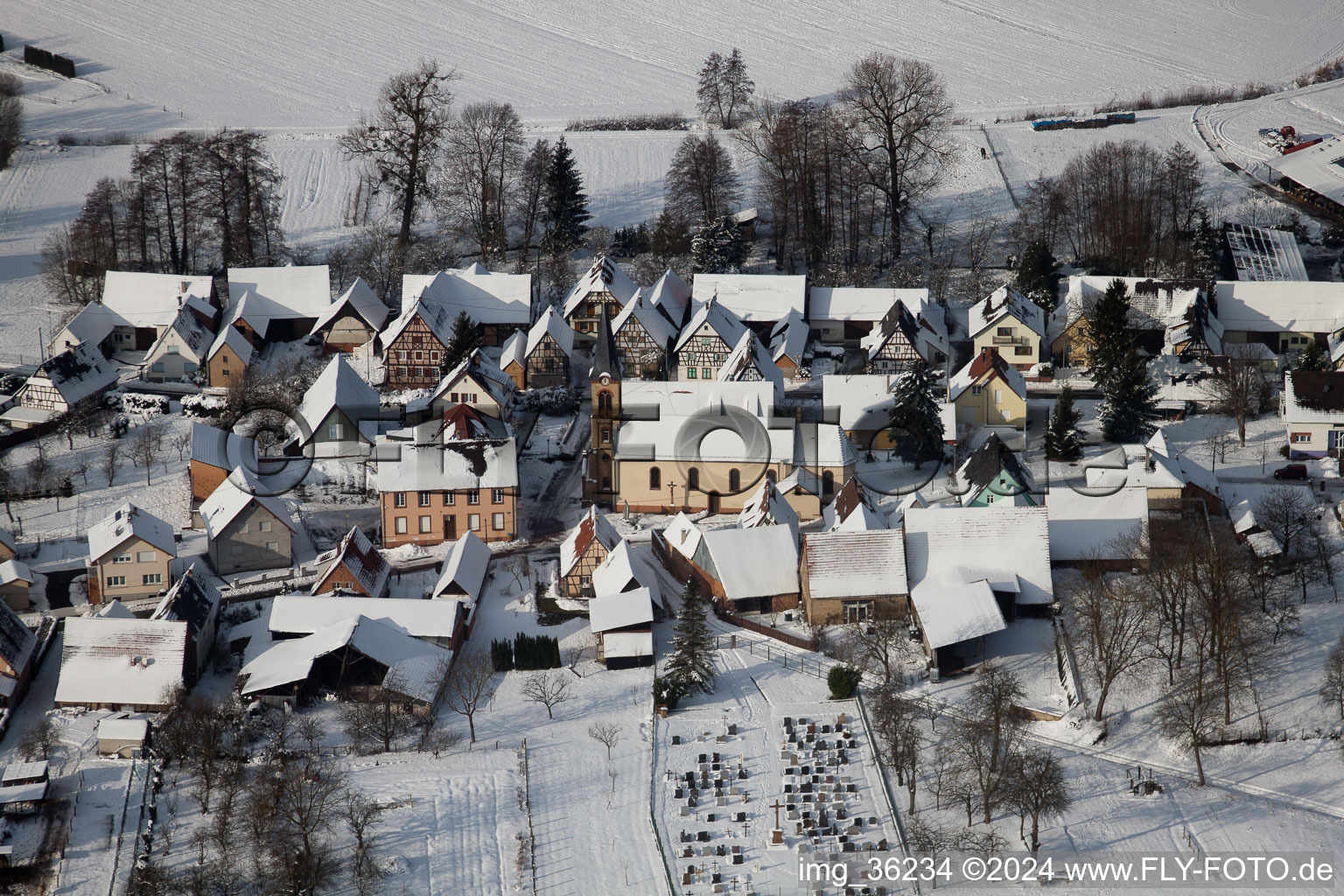 Vue aérienne de Siegen dans le département Bas Rhin, France