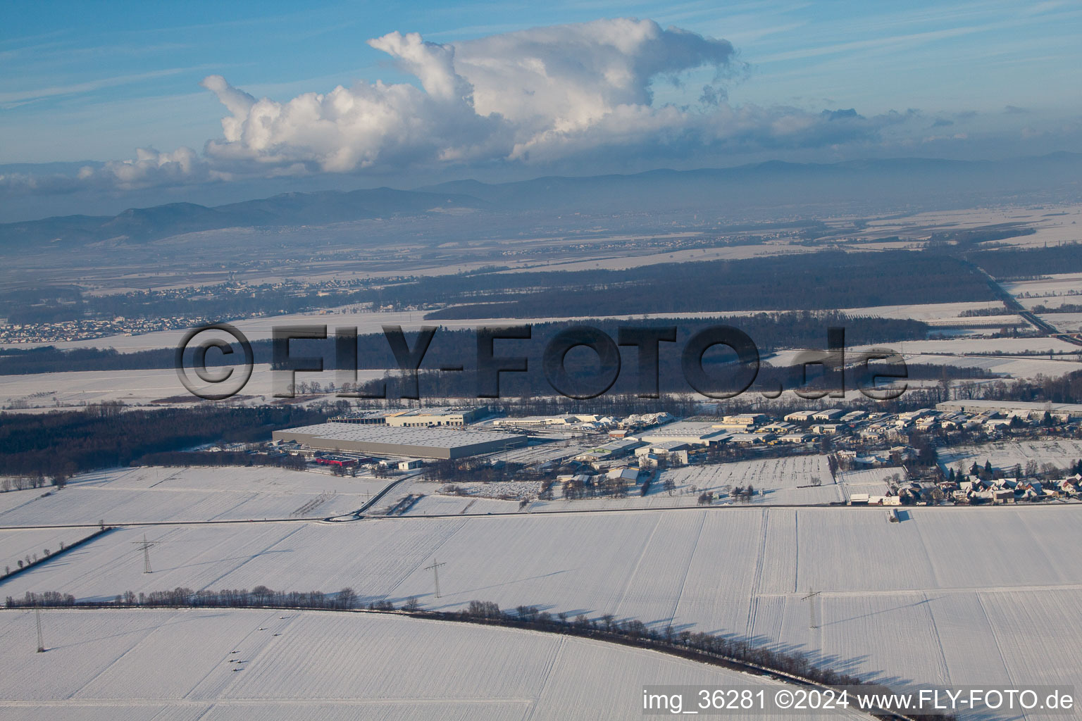 Image drone de Zone industrielle de Horst à le quartier Minderslachen in Kandel dans le département Rhénanie-Palatinat, Allemagne