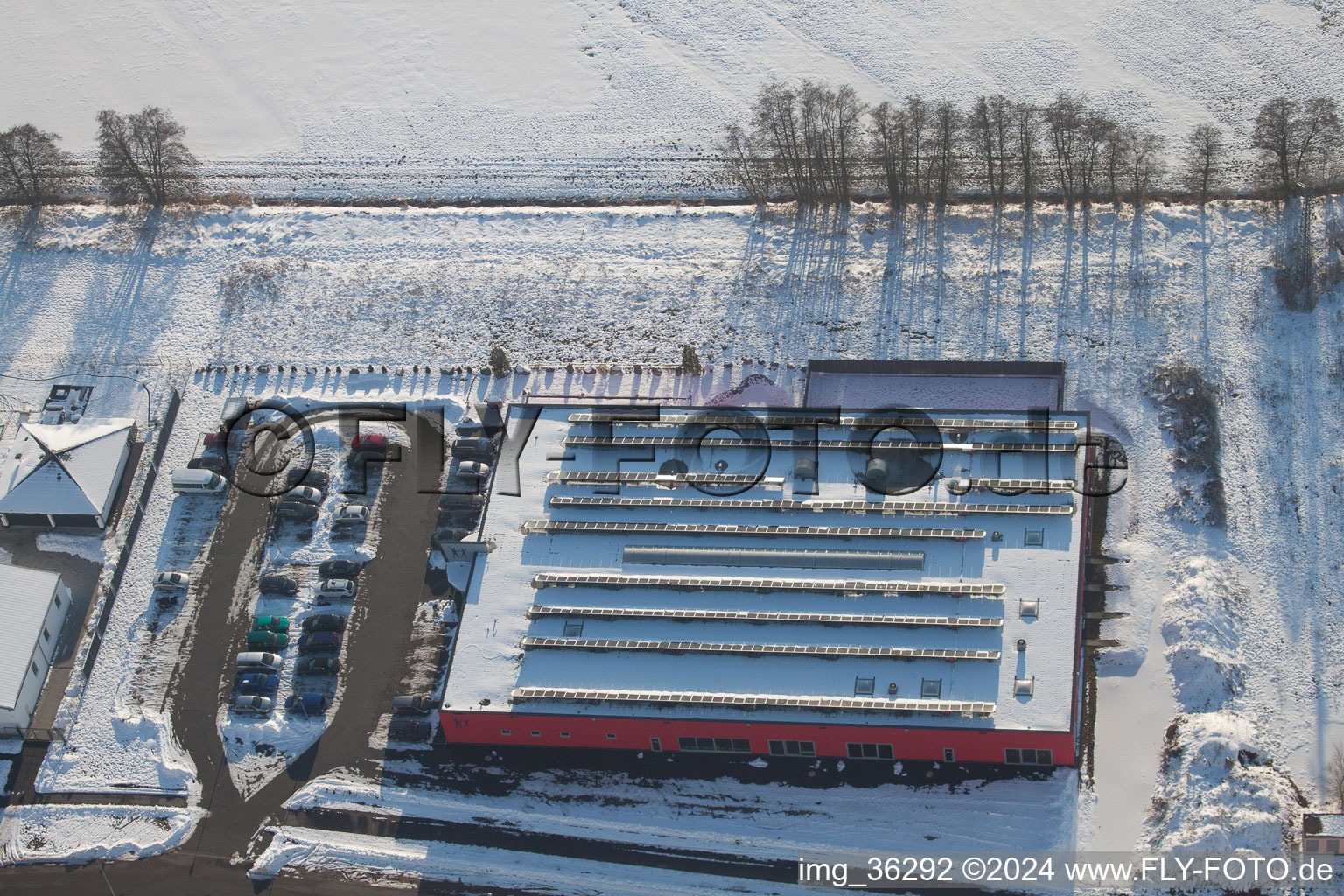 Vue aérienne de Zone industrielle de Horst à le quartier Minderslachen in Kandel dans le département Rhénanie-Palatinat, Allemagne