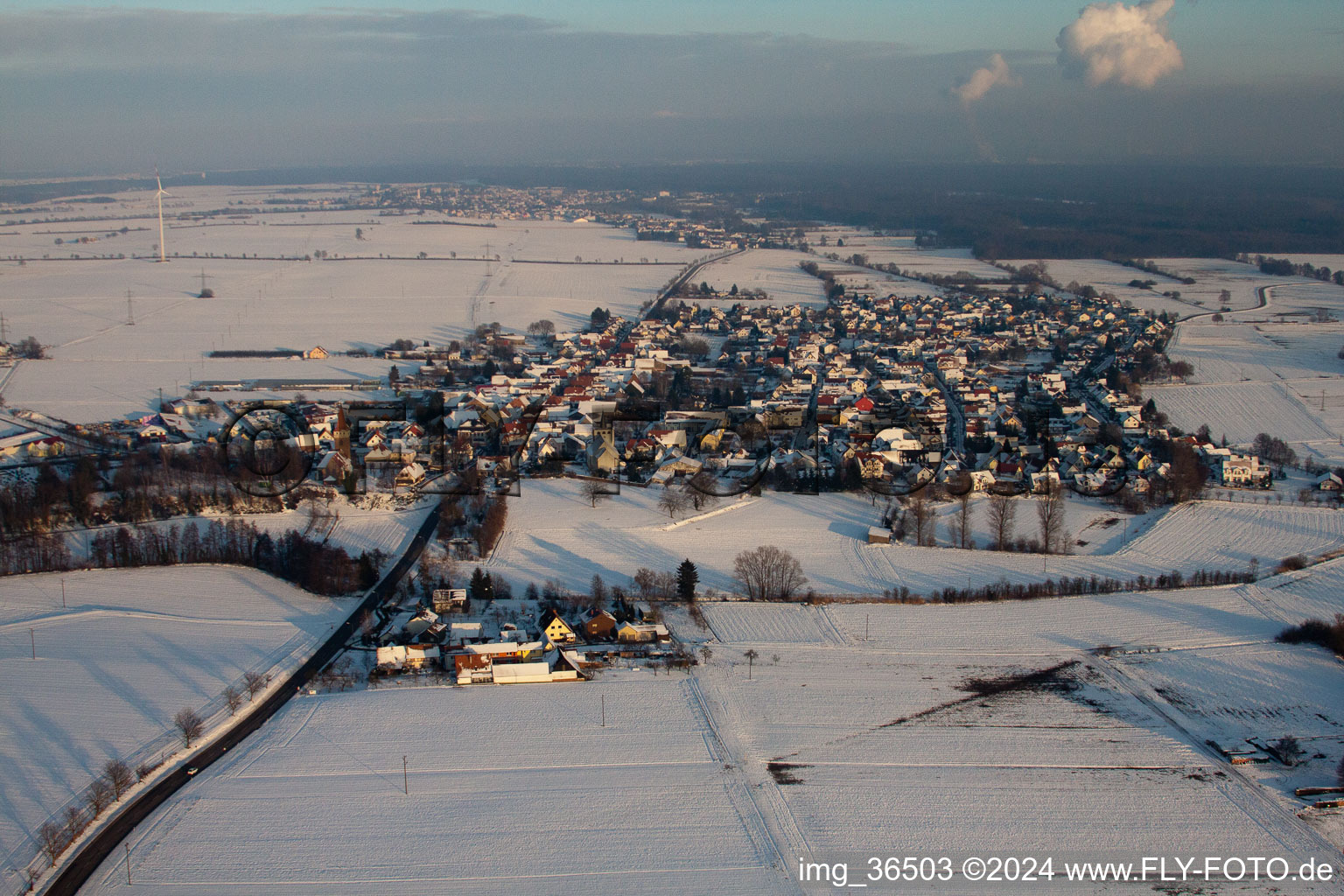 Vue aérienne de Minfeld dans le département Rhénanie-Palatinat, Allemagne