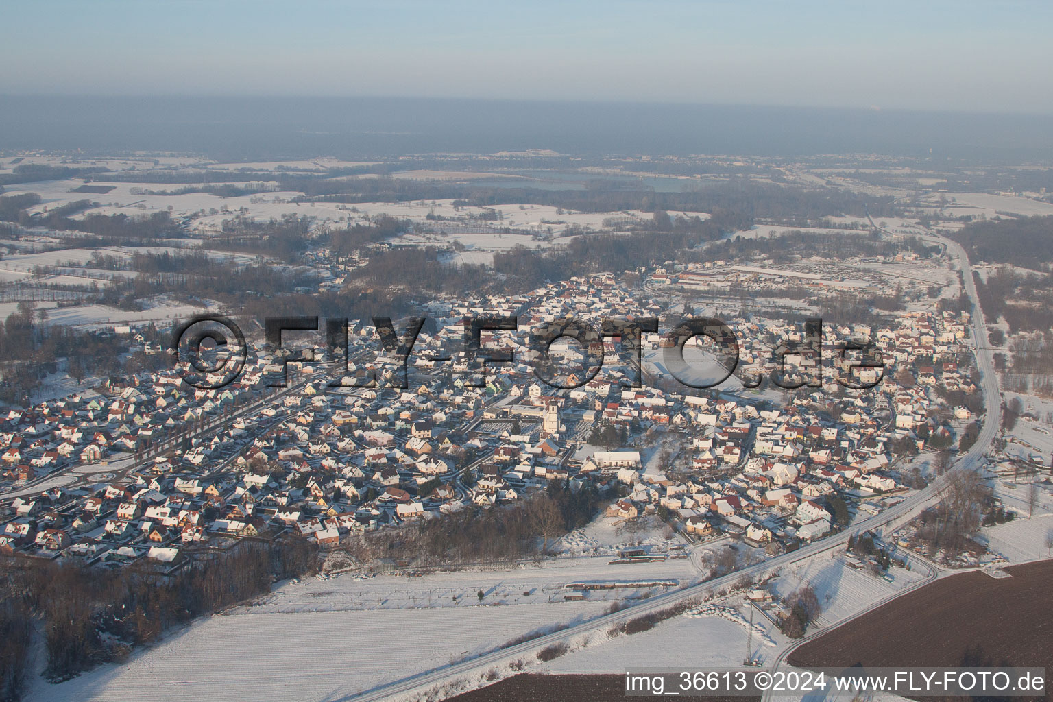 Mothern dans le département Bas Rhin, France depuis l'avion