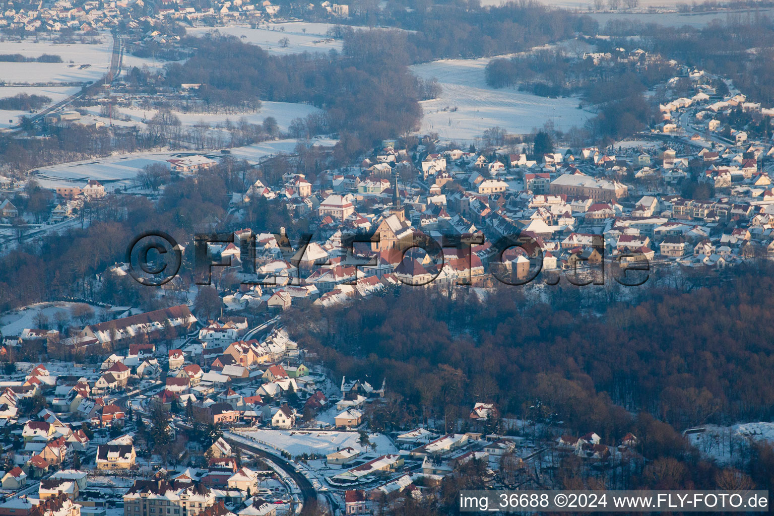 Lauterbourg dans le département Bas Rhin, France depuis l'avion