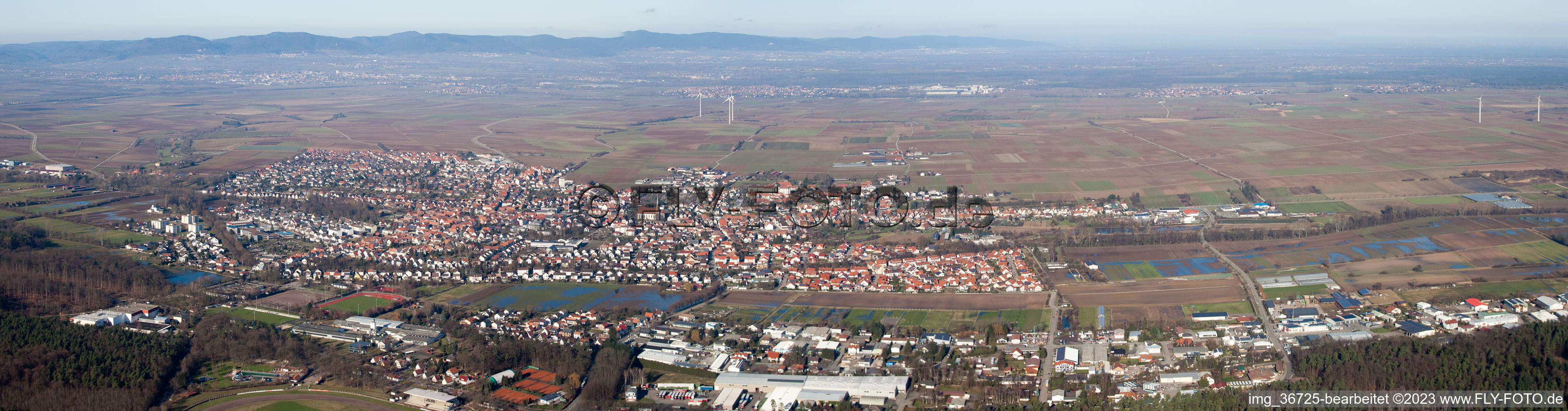 Vue aérienne de Panorama à le quartier Herxheim in Herxheim bei Landau/Pfalz dans le département Rhénanie-Palatinat, Allemagne