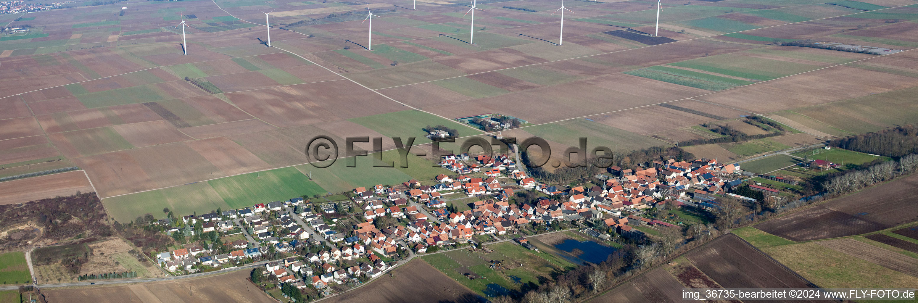 Vue aérienne de Panorama à Herxheimweyher dans le département Rhénanie-Palatinat, Allemagne