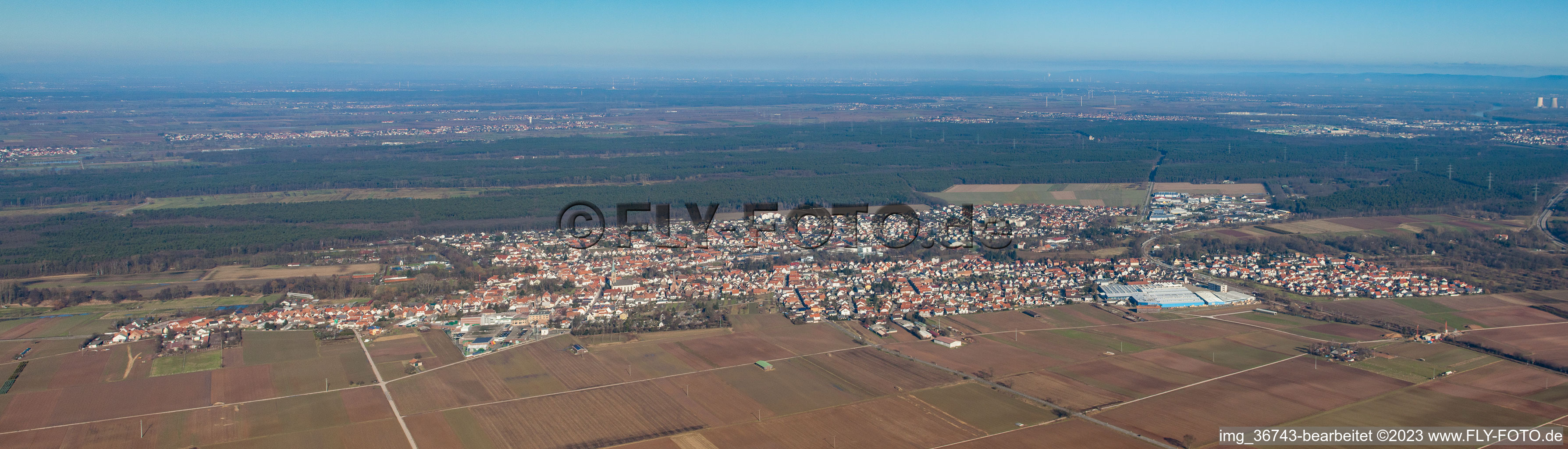 Vue aérienne de Panorama à Bellheim dans le département Rhénanie-Palatinat, Allemagne