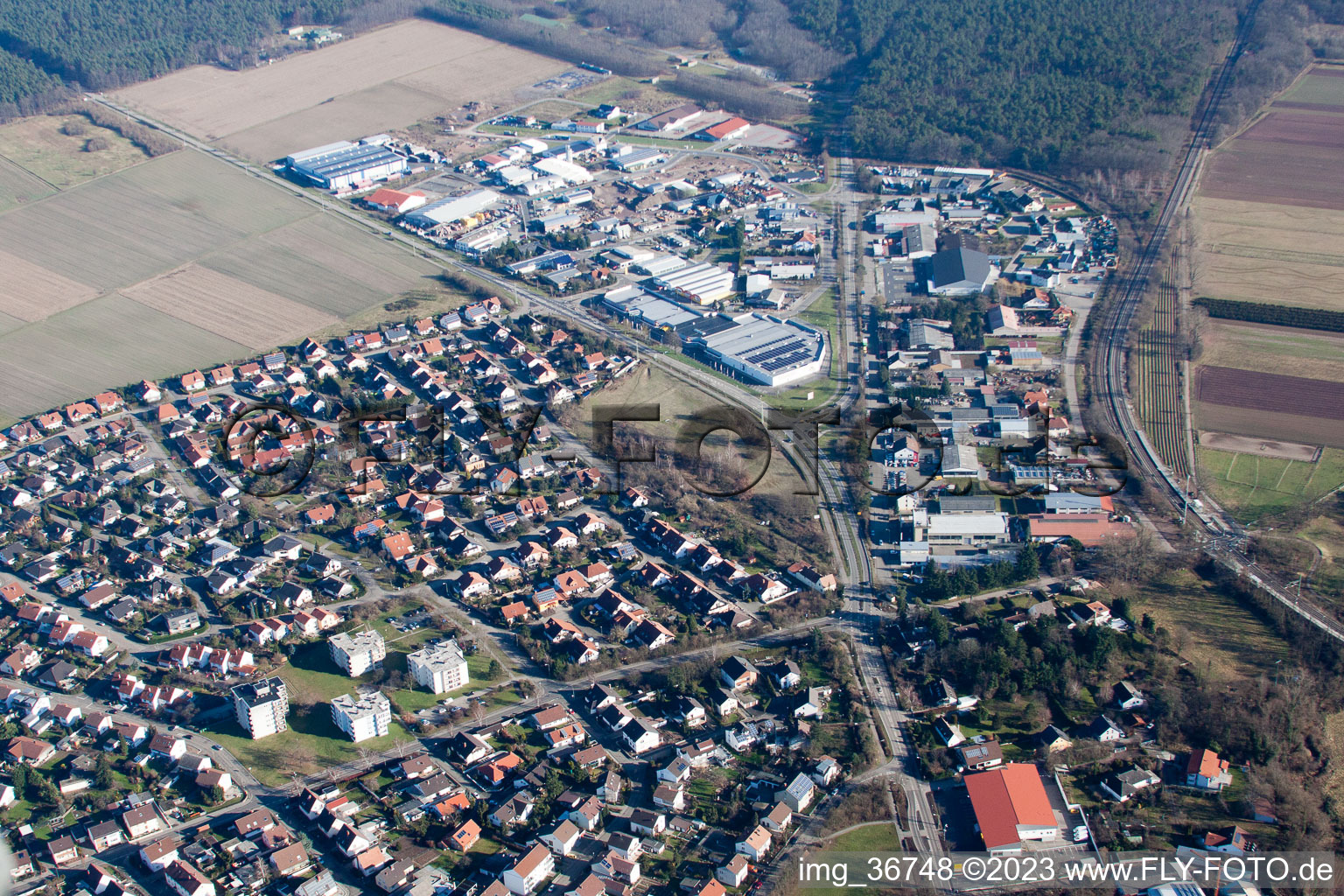Vue aérienne de Zone commerciale Est à Bellheim dans le département Rhénanie-Palatinat, Allemagne