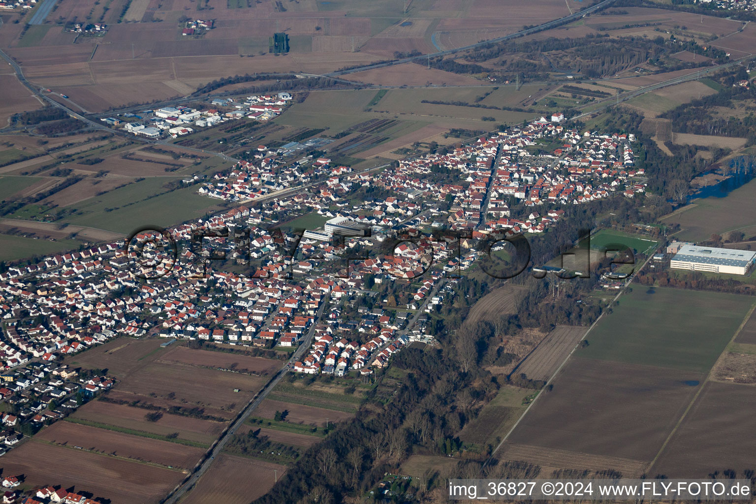 Quartier Heiligenstein in Römerberg dans le département Rhénanie-Palatinat, Allemagne du point de vue du drone