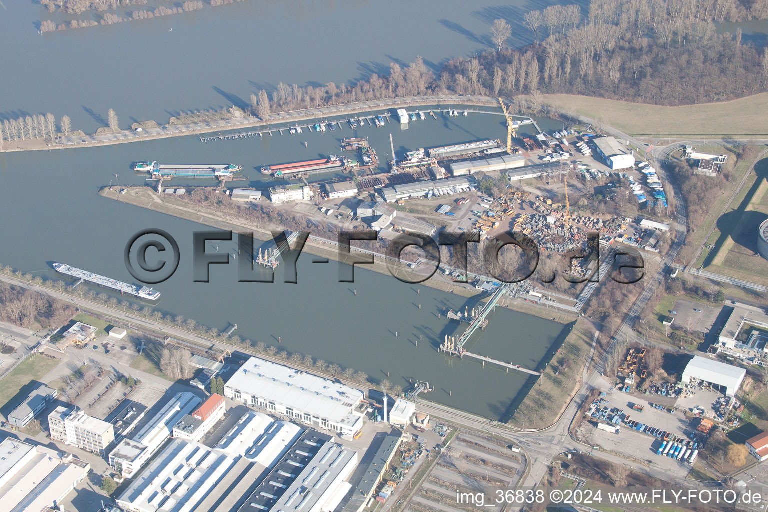 Vue d'oiseau de Port à Speyer dans le département Rhénanie-Palatinat, Allemagne