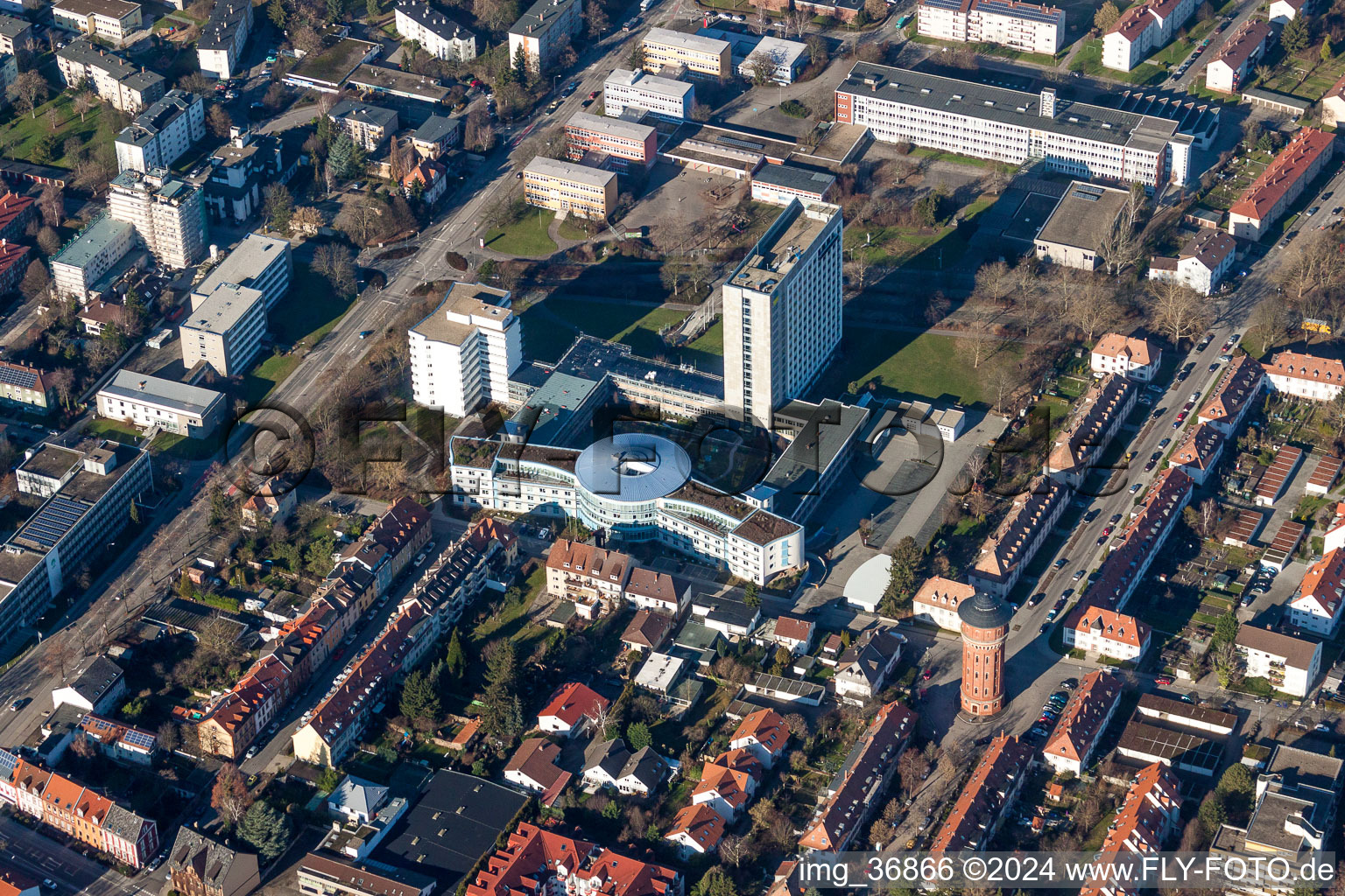 Vue aérienne de Assurance retraite allemande Rhénanie-Palatinat à Speyer dans le département Rhénanie-Palatinat, Allemagne