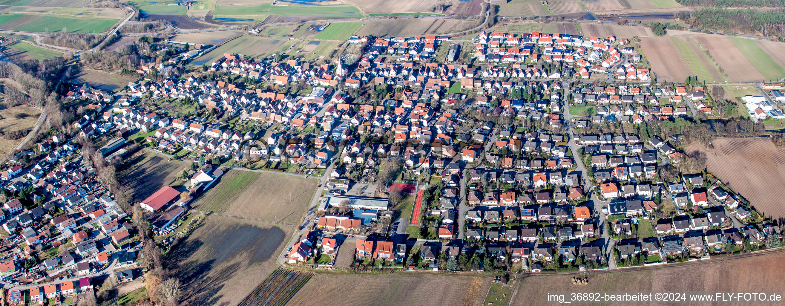 Photographie aérienne de Hanhofen dans le département Rhénanie-Palatinat, Allemagne