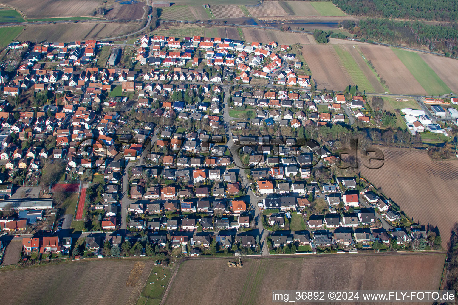 Vue oblique de Hanhofen dans le département Rhénanie-Palatinat, Allemagne