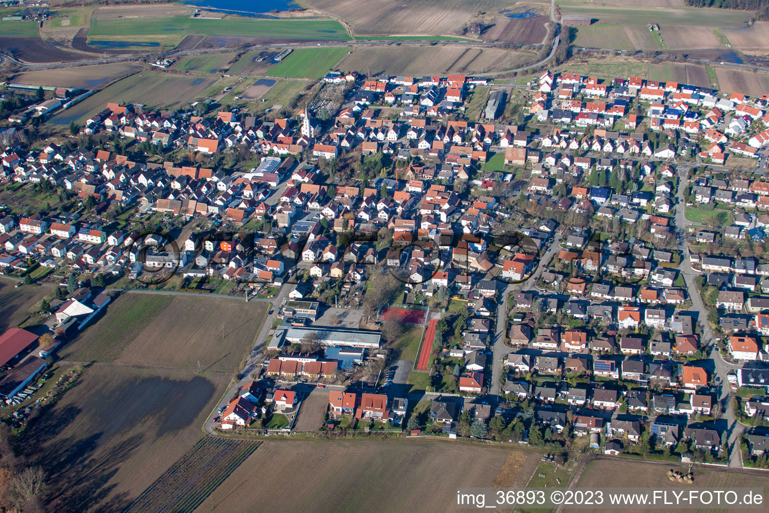 Photographie aérienne de Hanhofen dans le département Rhénanie-Palatinat, Allemagne