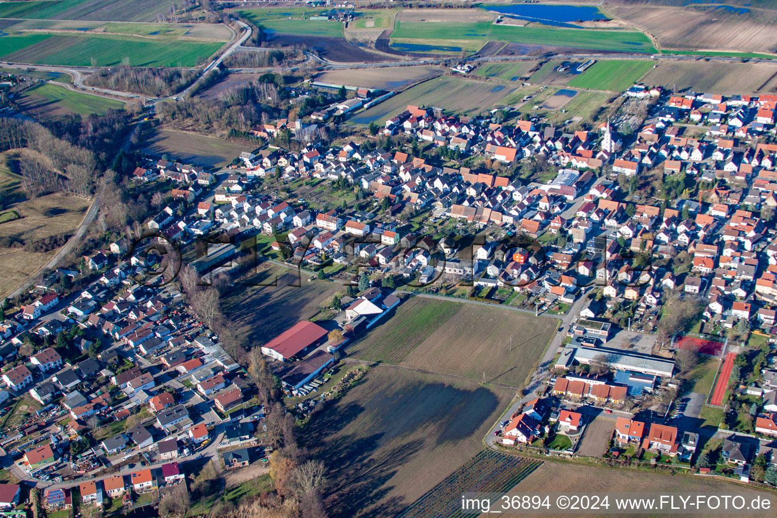 Hanhofen dans le département Rhénanie-Palatinat, Allemagne hors des airs