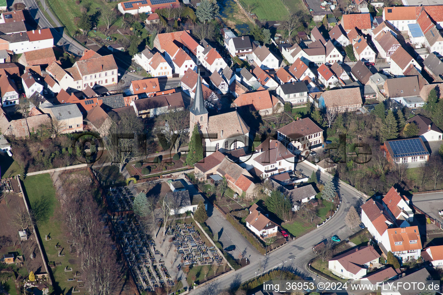 Gommersheim dans le département Rhénanie-Palatinat, Allemagne depuis l'avion