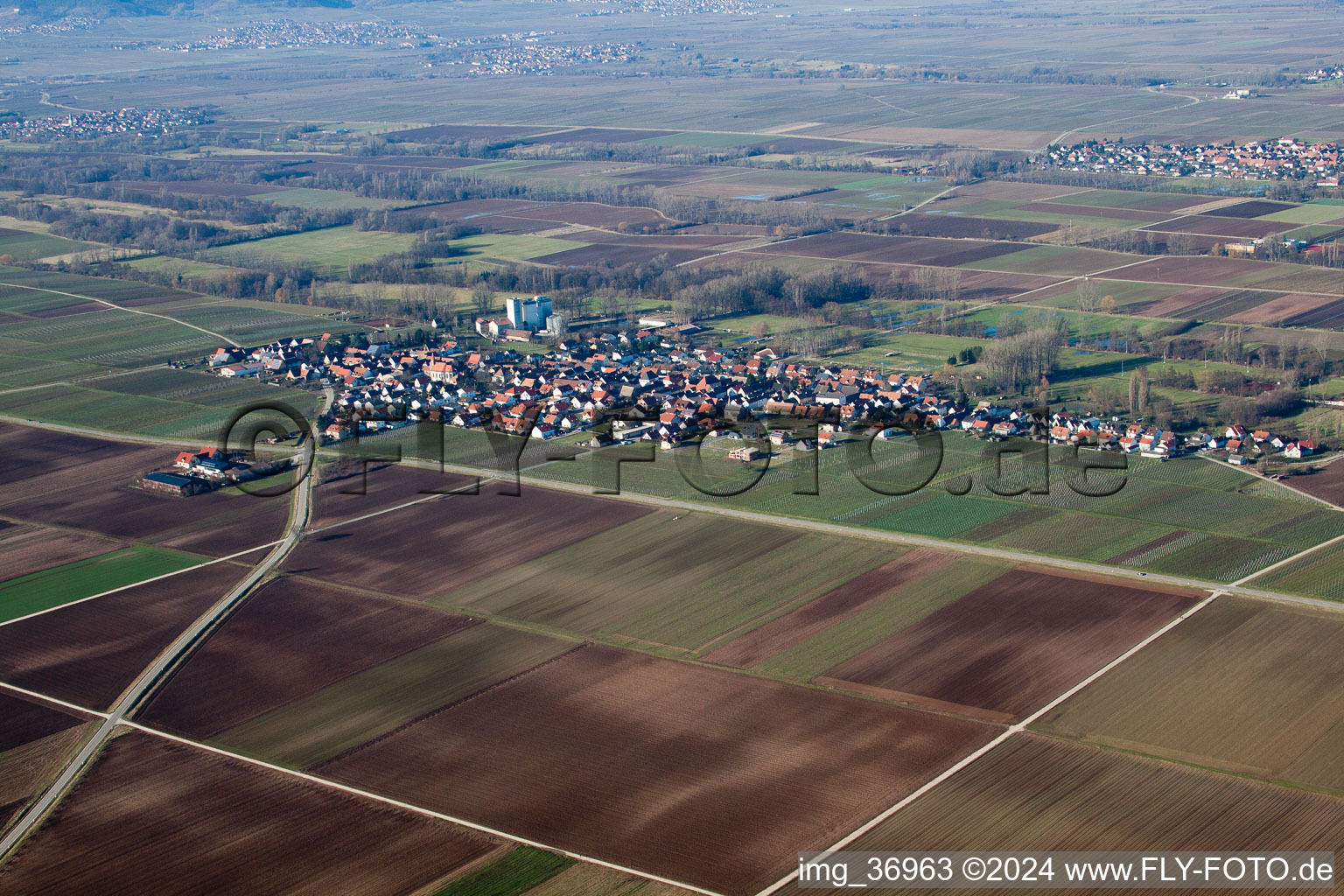 Vue aérienne de Freimersheim dans le département Rhénanie-Palatinat, Allemagne