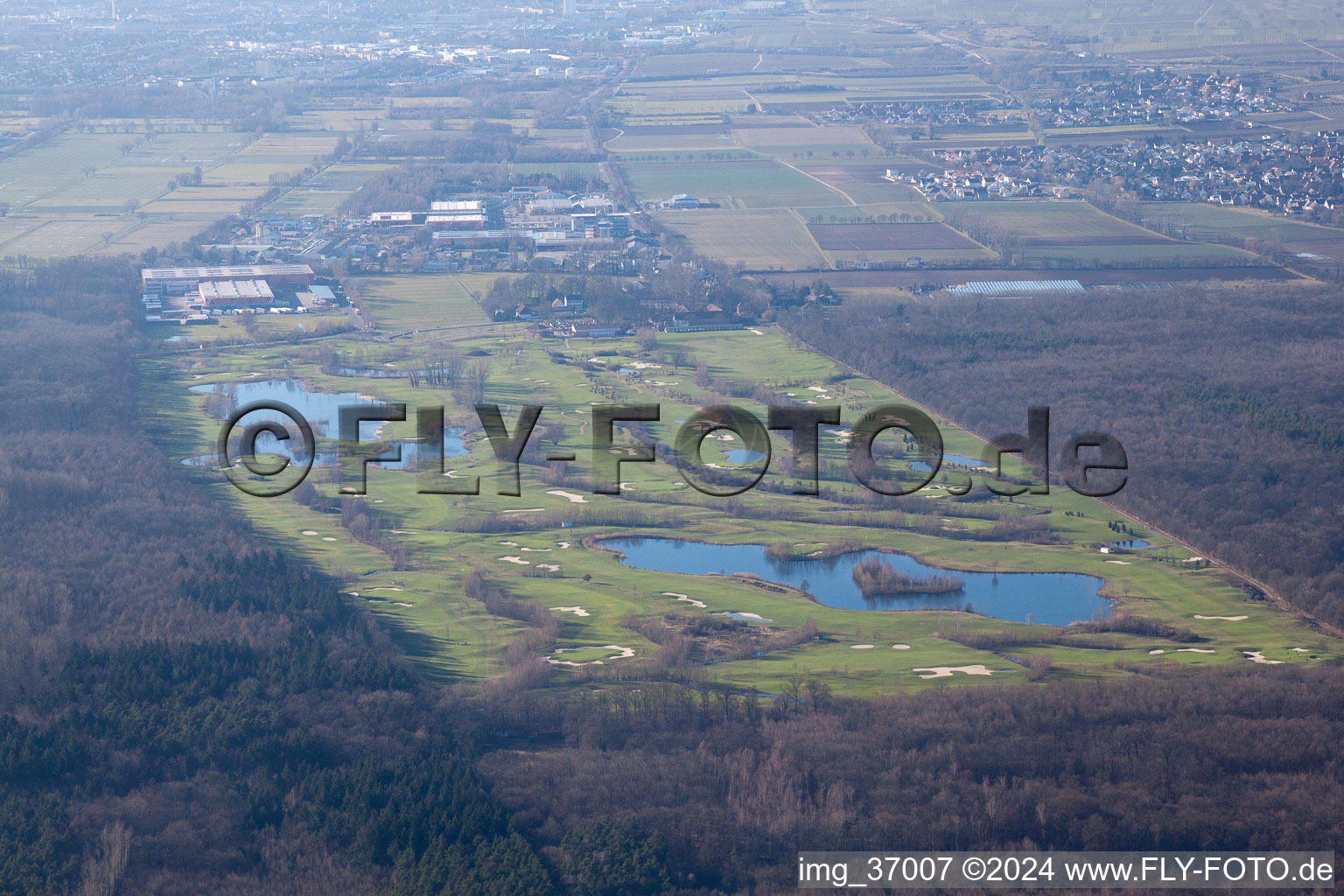 Vue aérienne de Terrain de golf au Landgut Dreihof à Essingen dans le département Rhénanie-Palatinat, Allemagne