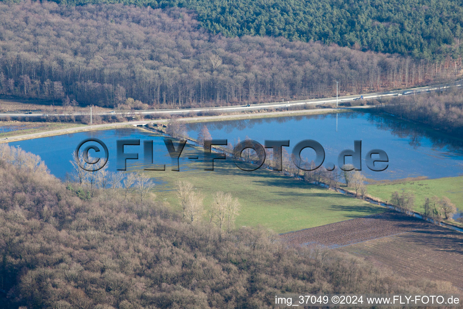 Vue aérienne de Prairies d'Otterbach à Kandel dans le département Rhénanie-Palatinat, Allemagne