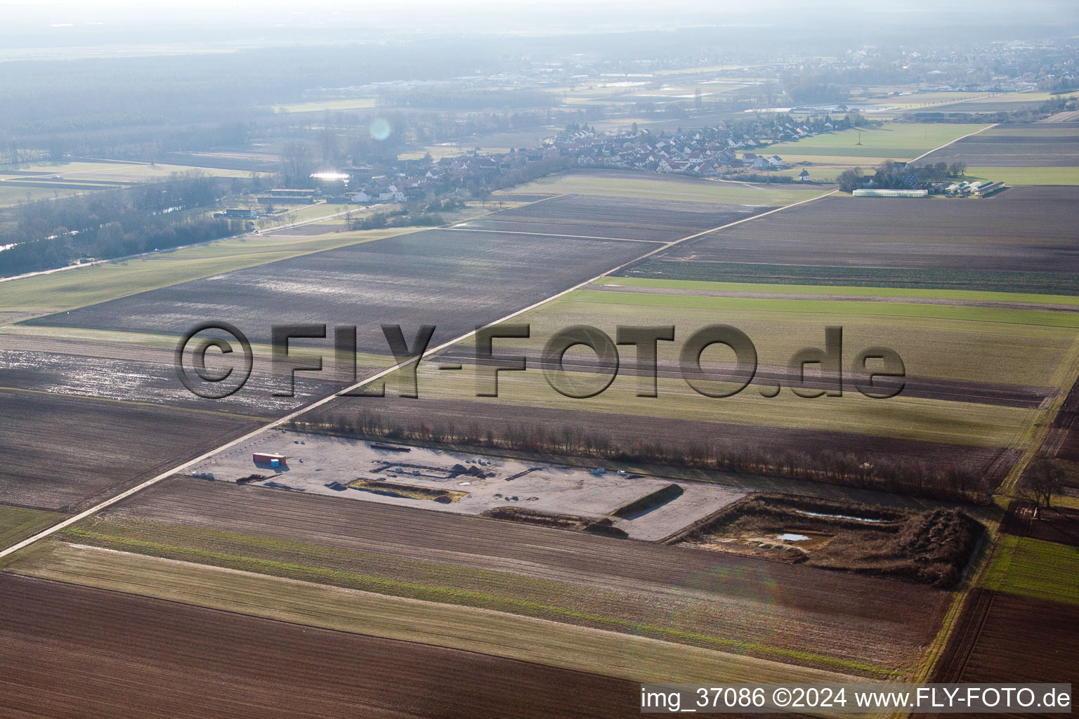 Vue aérienne de Chantier géothermique à Herxheimweyher dans le département Rhénanie-Palatinat, Allemagne