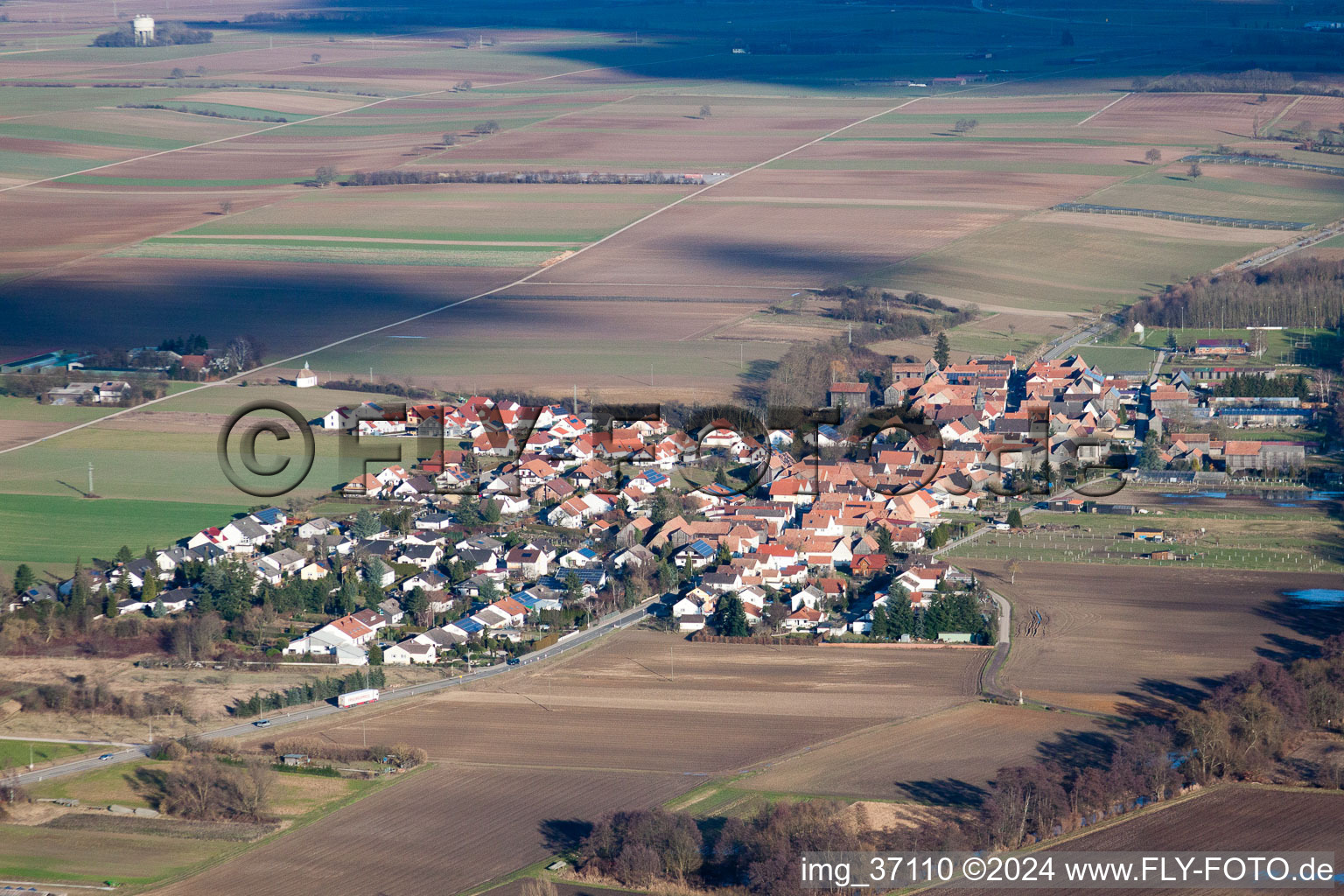 Herxheimweyher dans le département Rhénanie-Palatinat, Allemagne depuis l'avion