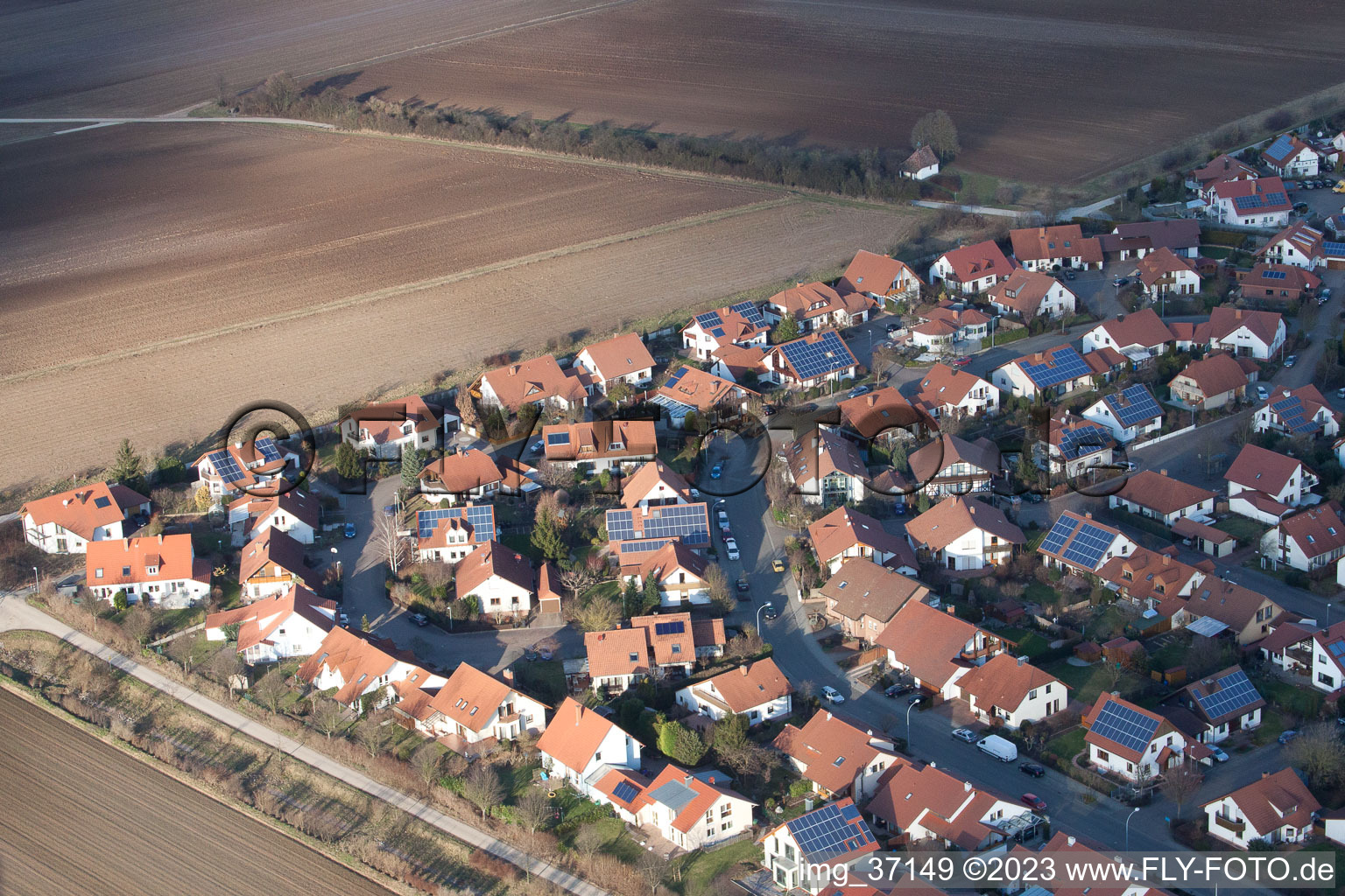 Vue aérienne de NO à le quartier Herxheim in Herxheim bei Landau dans le département Rhénanie-Palatinat, Allemagne