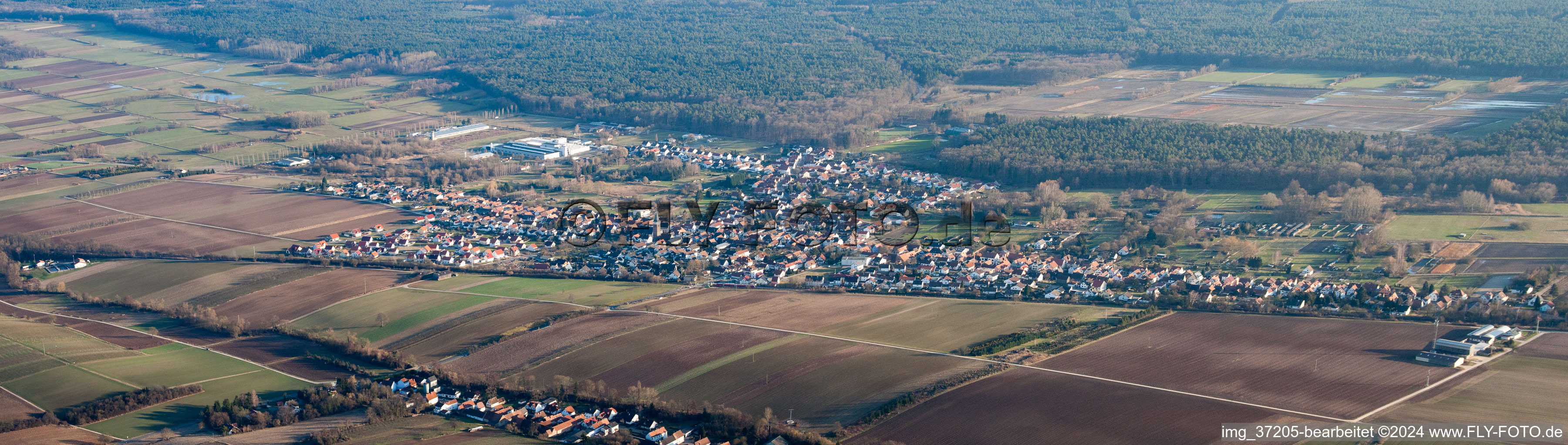 Vue aérienne de Panorama à le quartier Schaidt in Wörth am Rhein dans le département Rhénanie-Palatinat, Allemagne