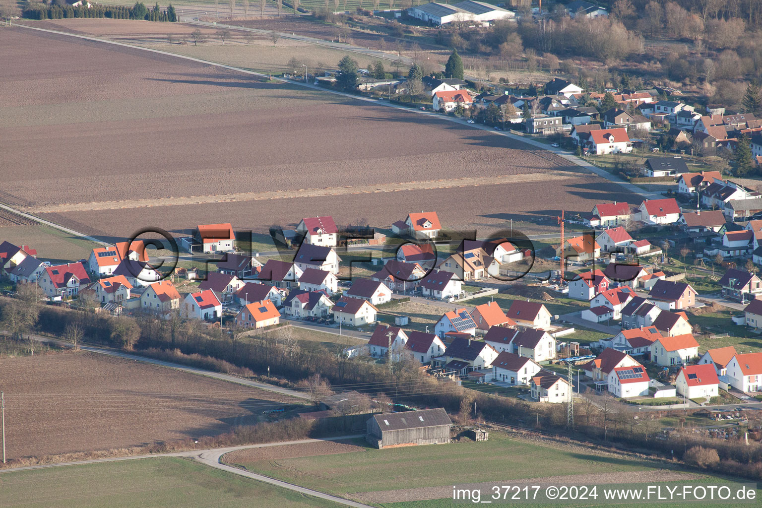 Vue aérienne de Nouvelle zone de développement NE à le quartier Schaidt in Wörth am Rhein dans le département Rhénanie-Palatinat, Allemagne