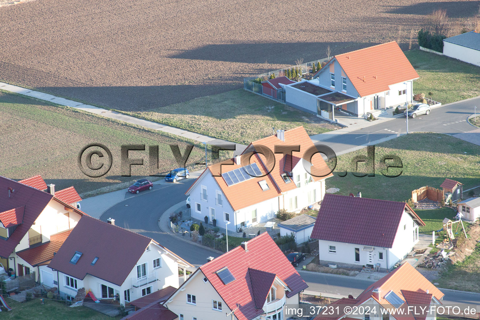 Nouvelle zone de développement NE à le quartier Schaidt in Wörth am Rhein dans le département Rhénanie-Palatinat, Allemagne depuis l'avion