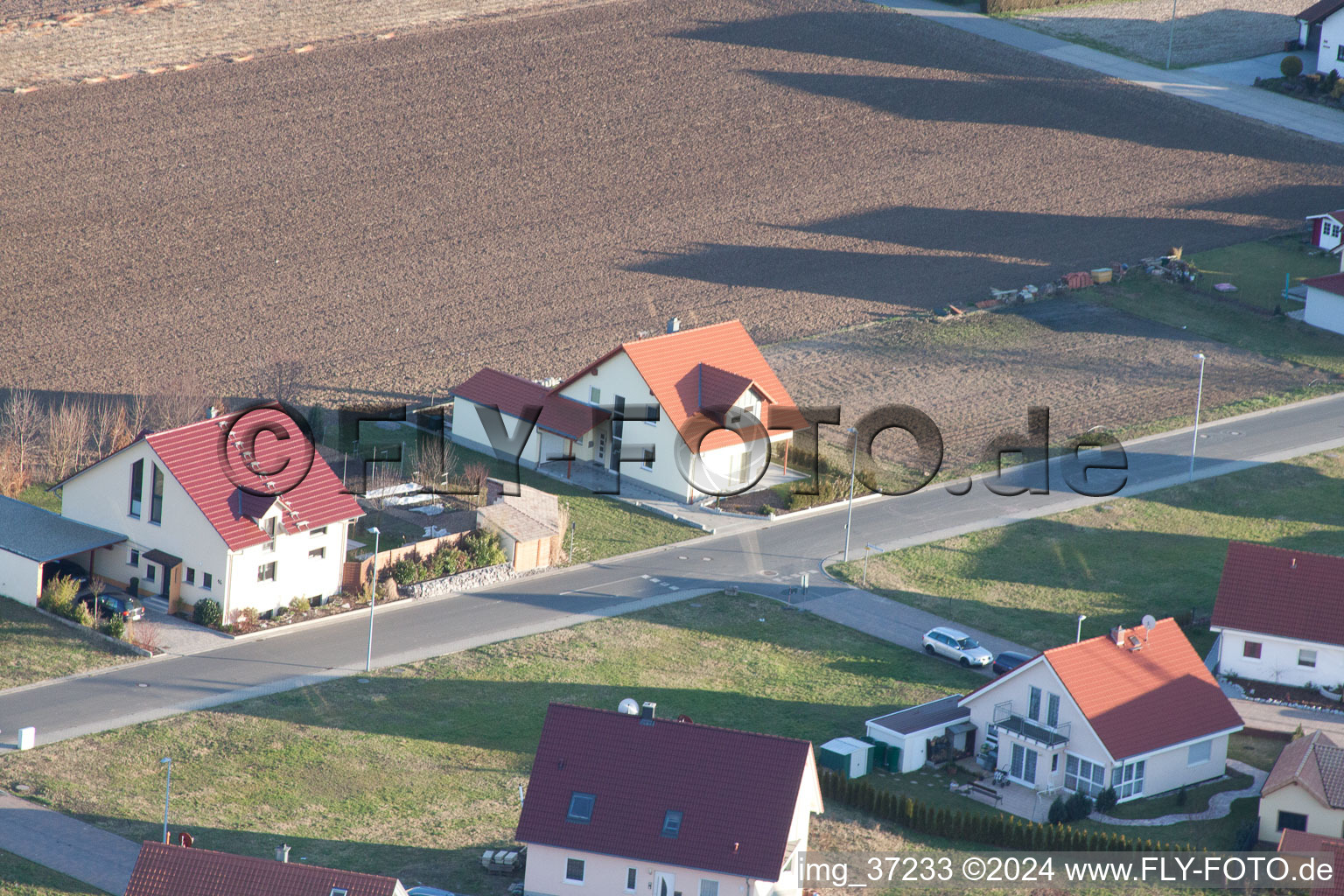 Vue d'oiseau de Nouvelle zone de développement NE à le quartier Schaidt in Wörth am Rhein dans le département Rhénanie-Palatinat, Allemagne