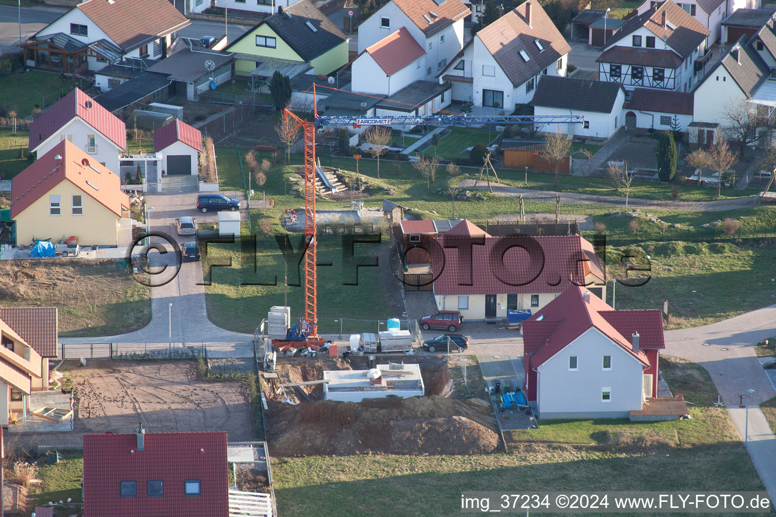 Nouvelle zone de développement NE à le quartier Schaidt in Wörth am Rhein dans le département Rhénanie-Palatinat, Allemagne vue du ciel