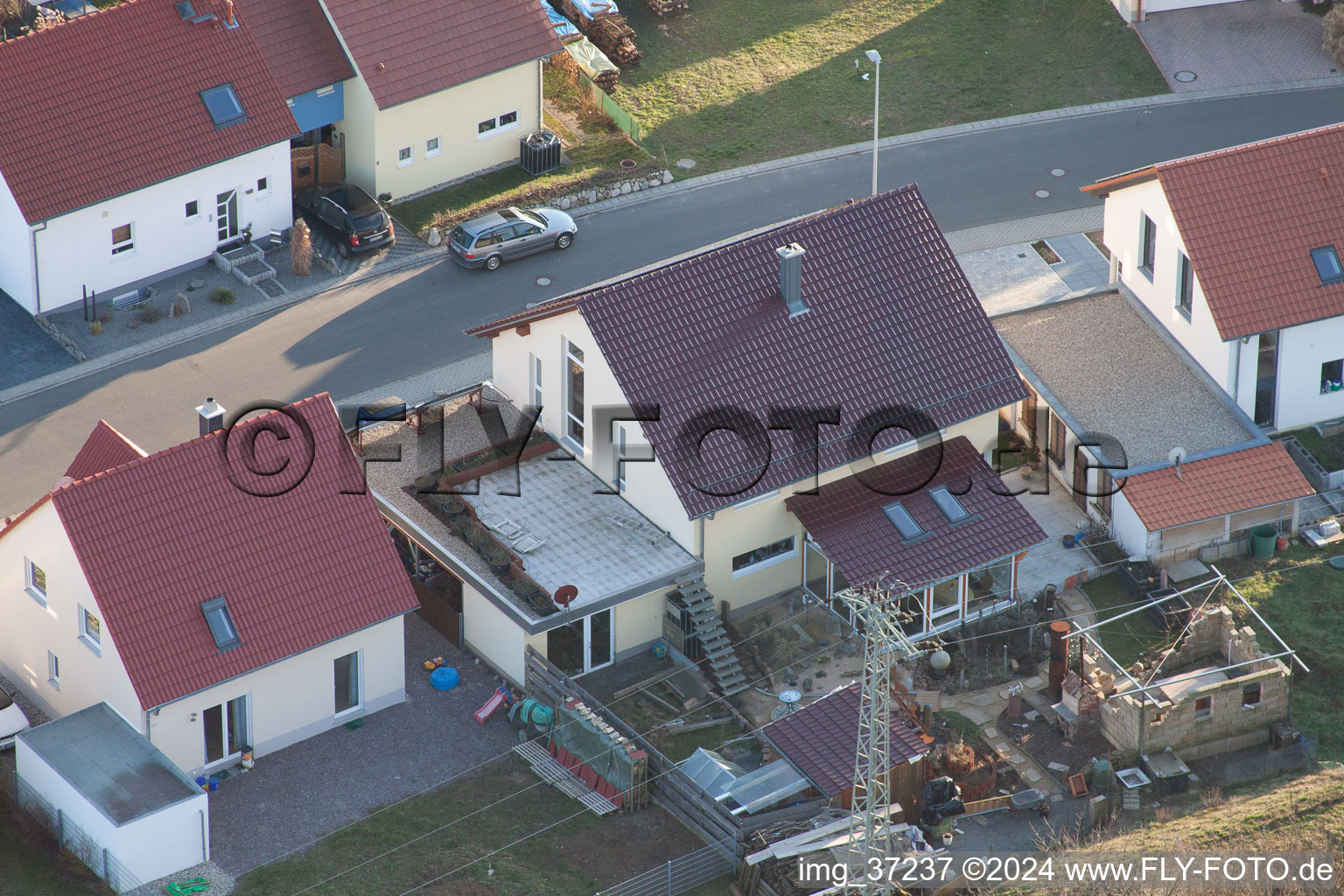 Nouvelle zone de développement NE à le quartier Schaidt in Wörth am Rhein dans le département Rhénanie-Palatinat, Allemagne du point de vue du drone