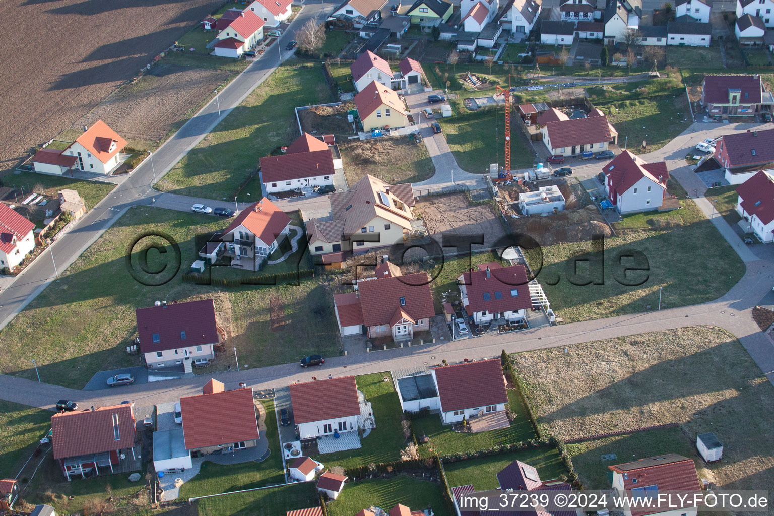 Nouvelle zone de développement NE à le quartier Schaidt in Wörth am Rhein dans le département Rhénanie-Palatinat, Allemagne vu d'un drone