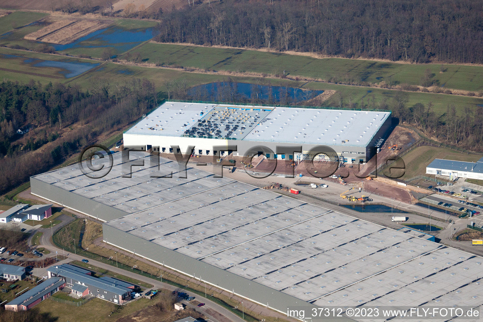 Vue aérienne de Zone commerciale Horst, 3ème phase de construction Gazely à le quartier Minderslachen in Kandel dans le département Rhénanie-Palatinat, Allemagne