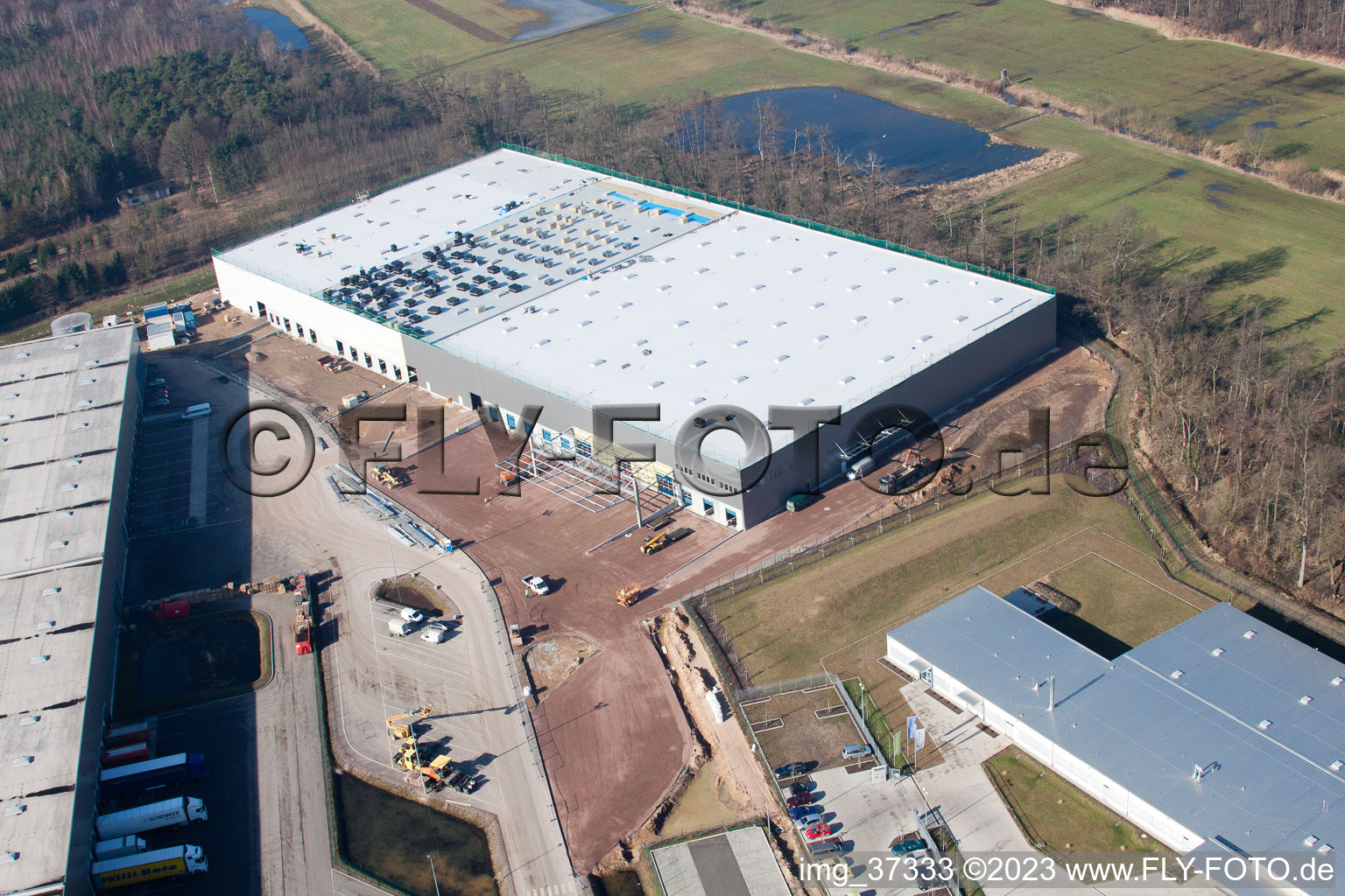 Zone commerciale Horst, 3ème phase de construction Gazely à le quartier Minderslachen in Kandel dans le département Rhénanie-Palatinat, Allemagne hors des airs