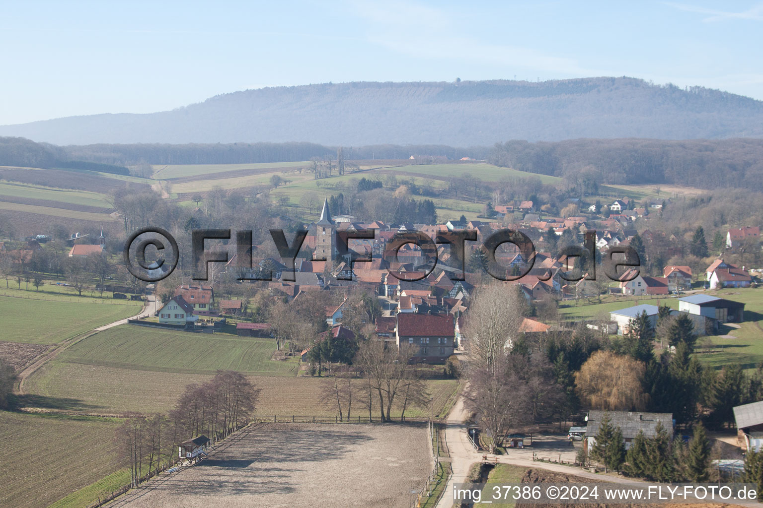 Vue oblique de Bremmelbach dans le département Bas Rhin, France